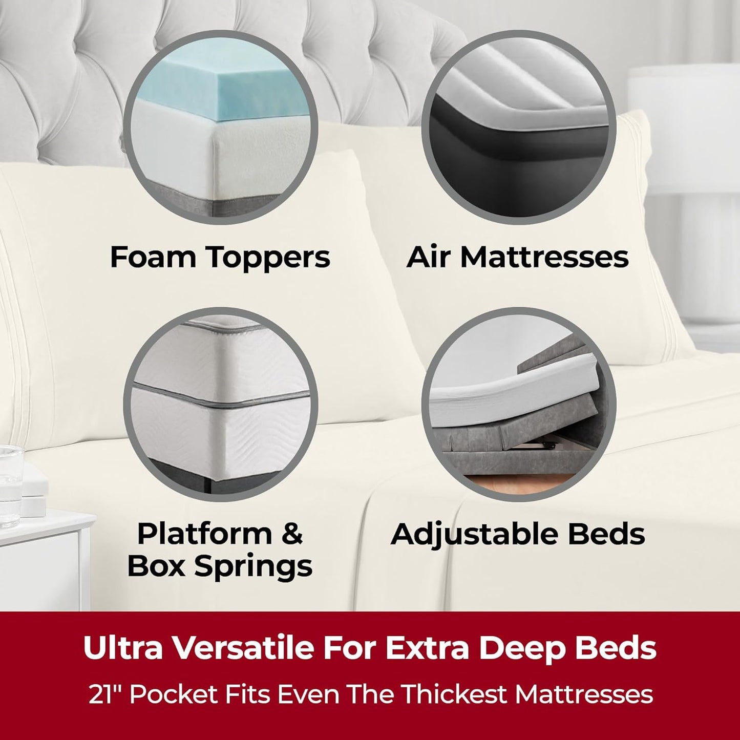 Mellanni Extra Deep Twin Sheets - 3 PC Iconic Collection Bedding - Hotel Luxury, Ultra Soft, Cooling Bed Sheets - Wrinkle, Fade, Stain Resistant (Twin, Golden Ivory)