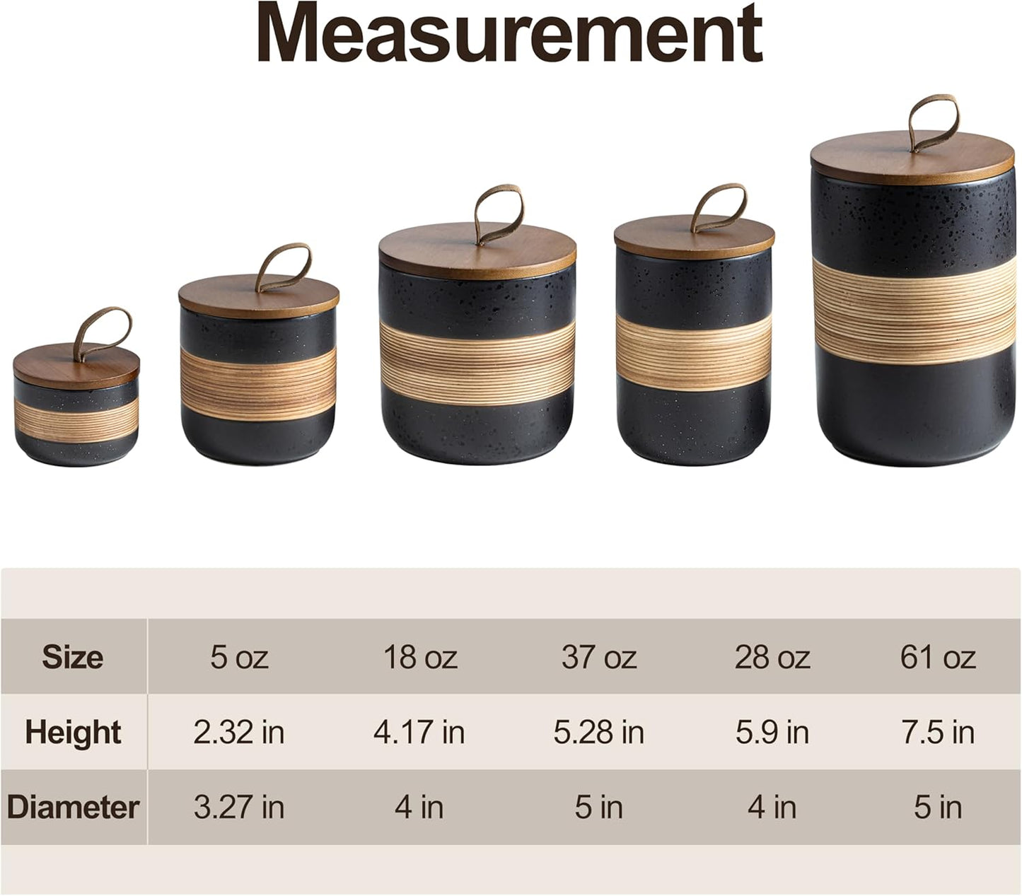 Coffee Container Jar with Lid, Ceramic Kitchen Food Storage Jars for Spice Sugar Cookie, Stackable Decorative Jars for Coffee Bar, Black & 28oz