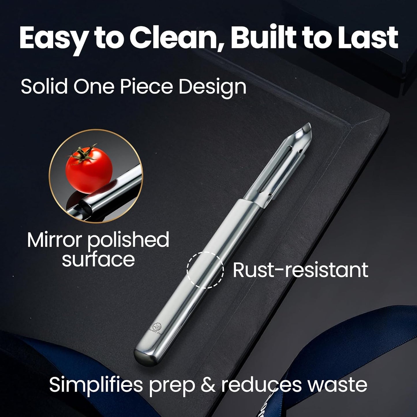 Stainless Steel Vegetable Peeler, Ultra Sharp Potato Peeler, Best for Peeling Veggie & Fruit, Seamless One-Piece Design, Peel Both Ways - Left & Right-Hand Friendly, Dishwasher Safe, 5-Year Warranty