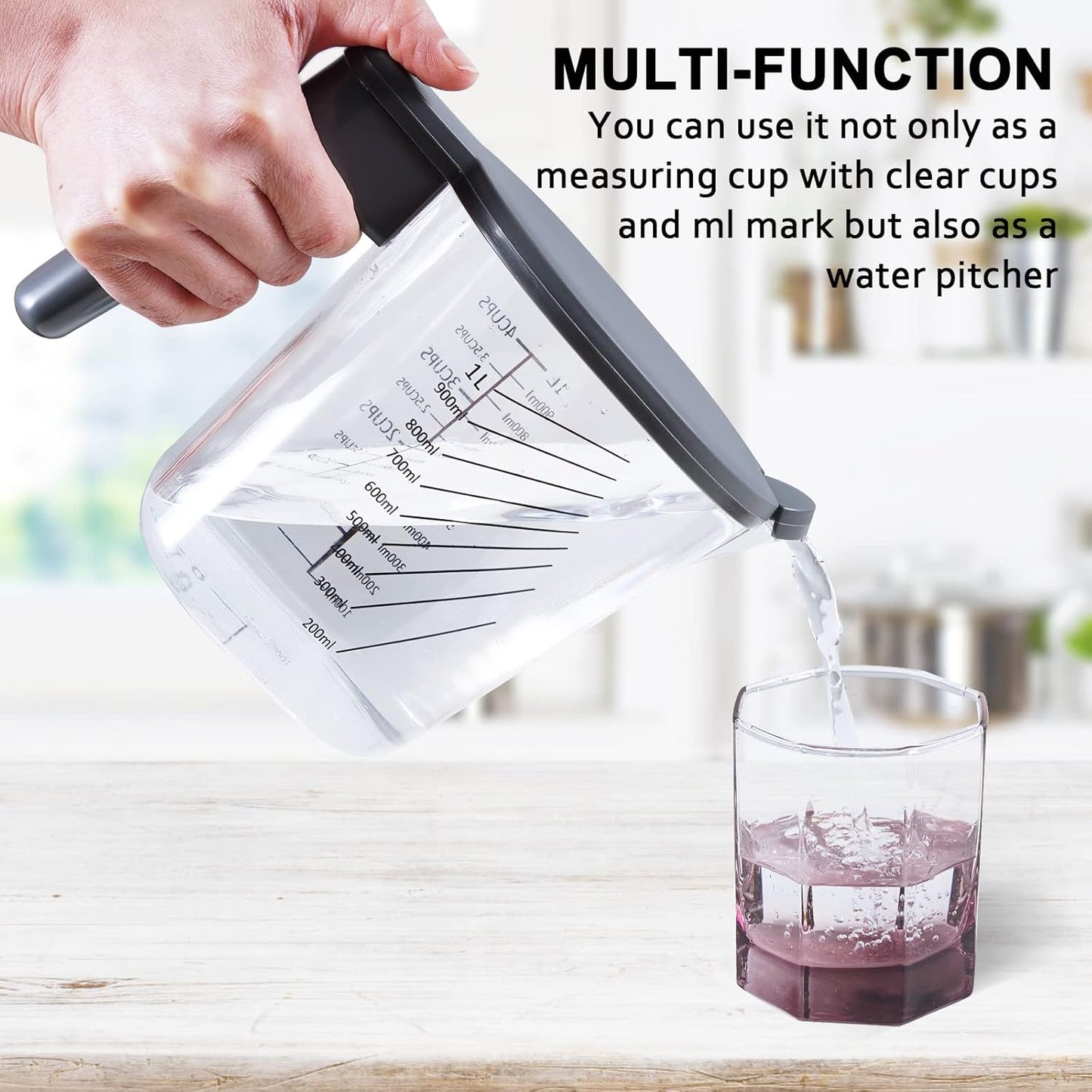 Measuring Cups and Spoons set 10 Pieces, Stackable Measuring Cup with Lid, Kitchen Cooking Baking Measuring Spoons Set for Liquid and Dry, BPA Free, Dishwasher Safe