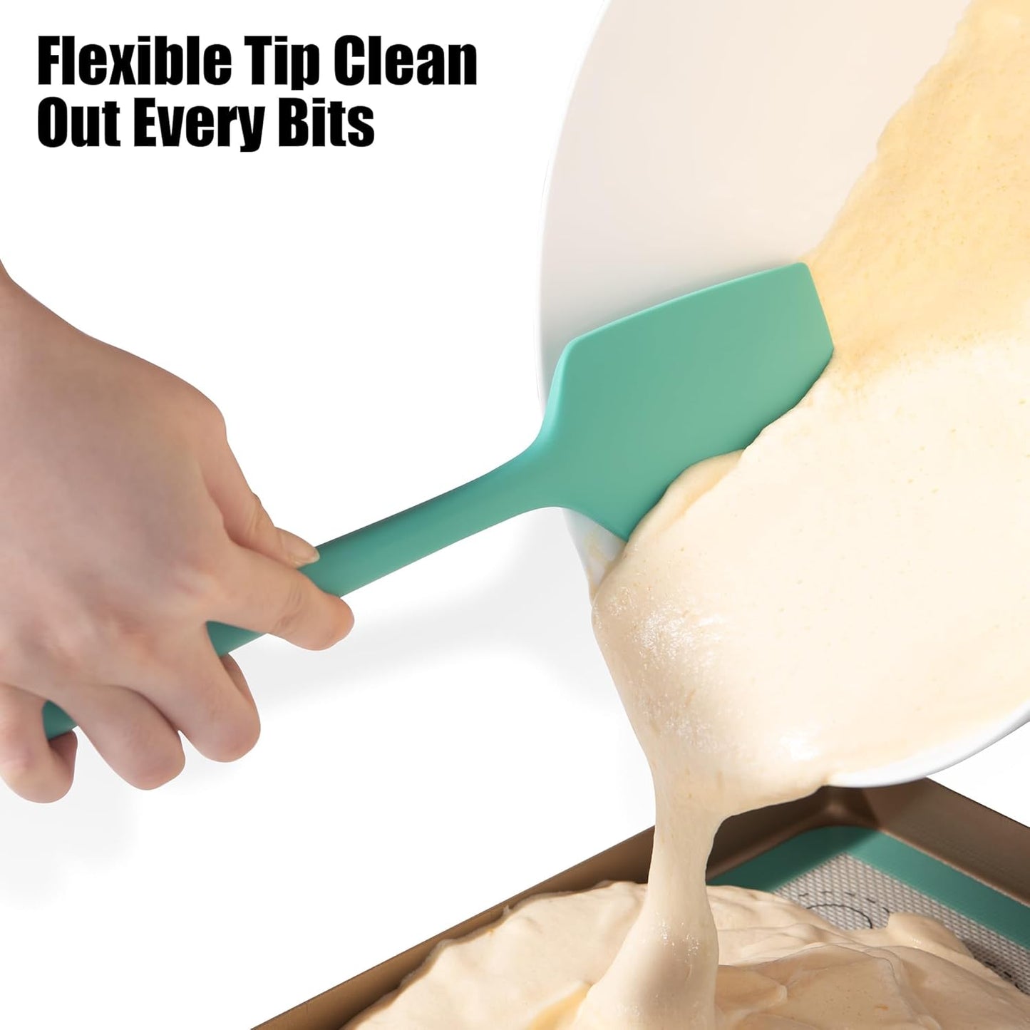 4-Piece Silicone Spatula Scrapers: Doosu 600°F Heat Resistant Food Grade Kitchen BPA Free Rubber Baking Cooking Tool Nonstick Utensil Set for Mixing, Scraping, Folding, Stirring, Serving (Multi-4)