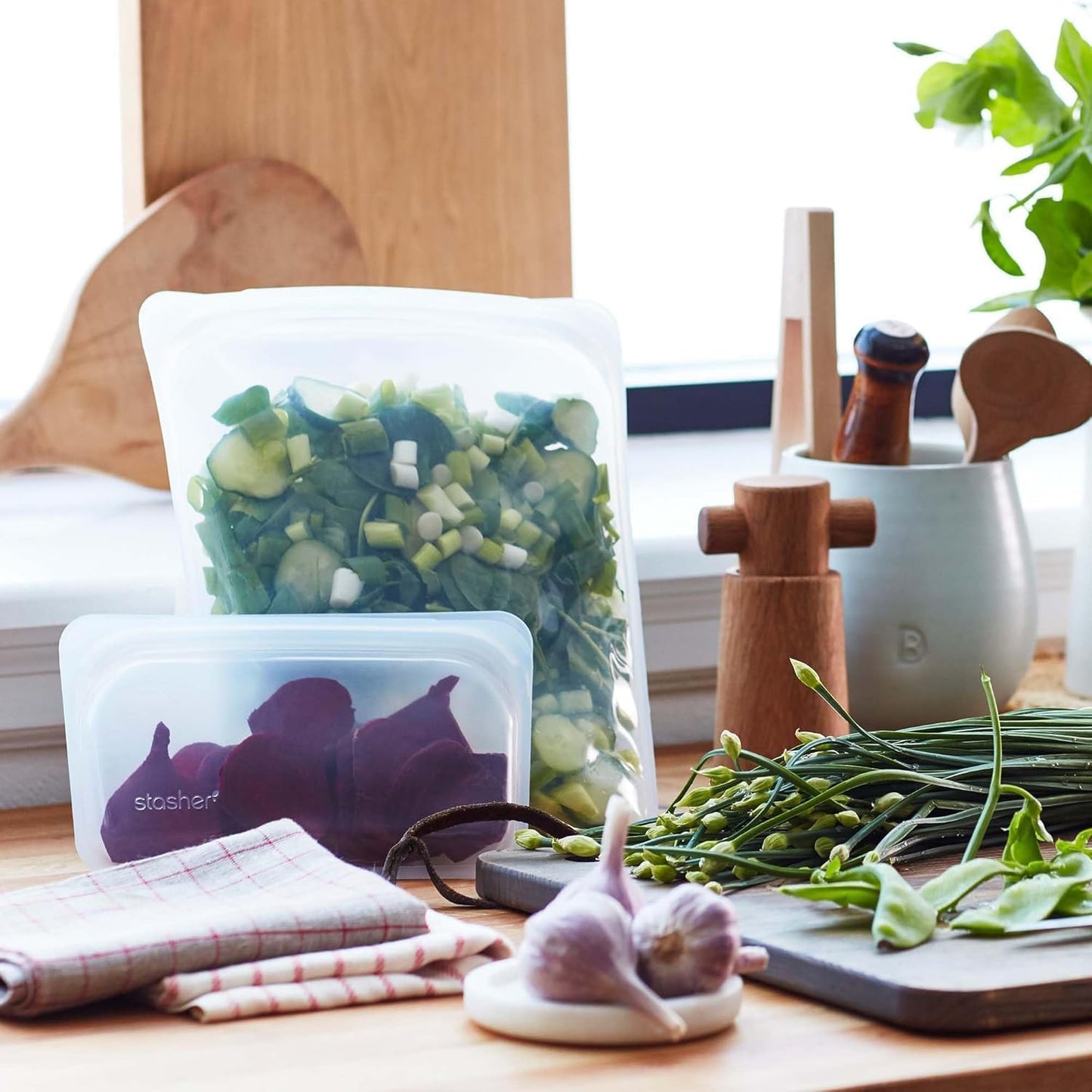 Stasher Premium Silicone Reusable Food Storage Bags, 4-Pack, Multi, Multi-Use Food Storage Bags, Lunch Bag, Travel Containers, BPA Free, Leak-free, Dishwasher-Safe, Eco-friendly