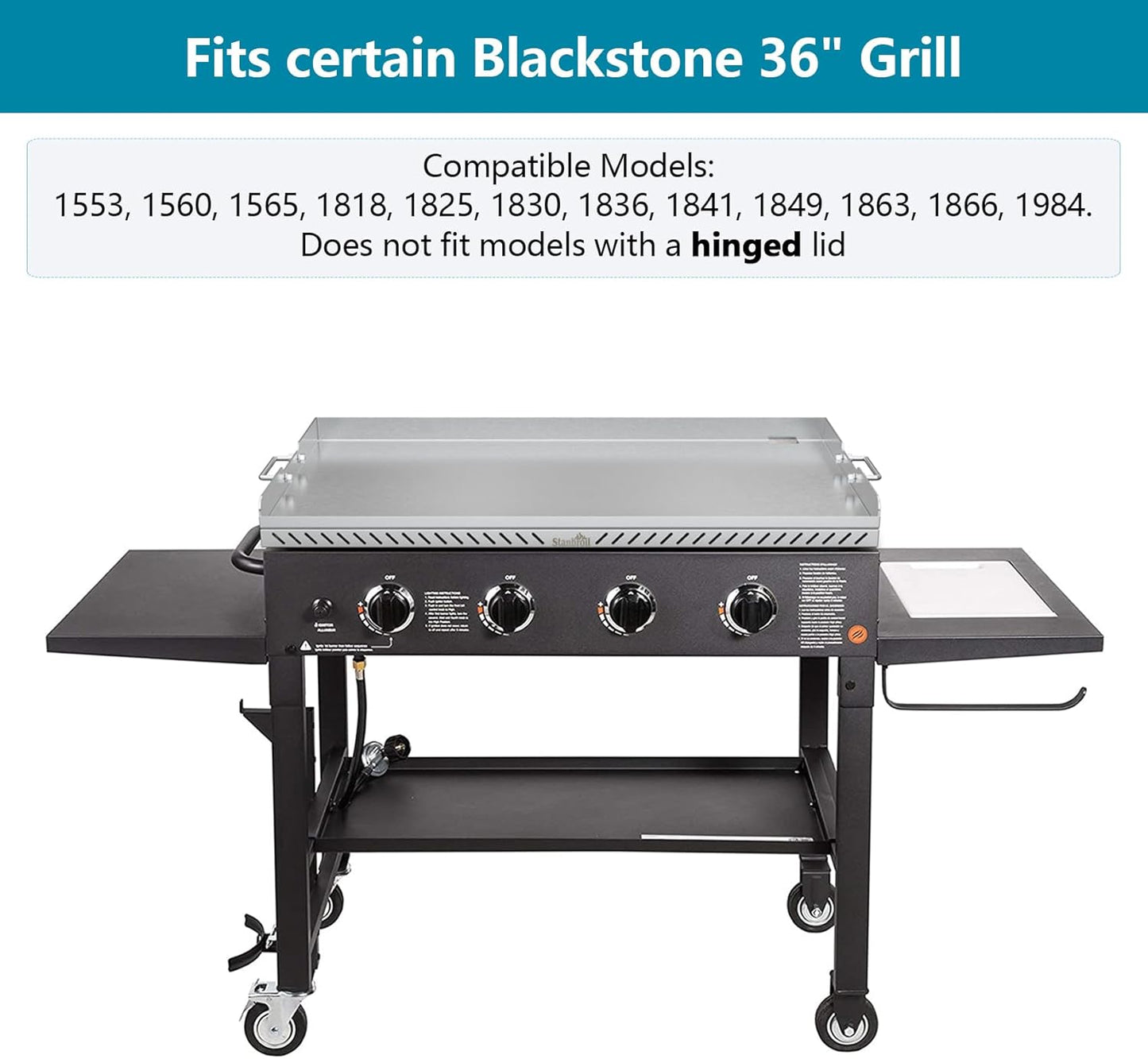 Stanbroil 36 inch Stainless Steel Flat Top Gas Grill Griddle Replacement for Blackstone 4 Burner Gas Grill Cooking Station, Flat Top Griddle with New Rear Grease Management System