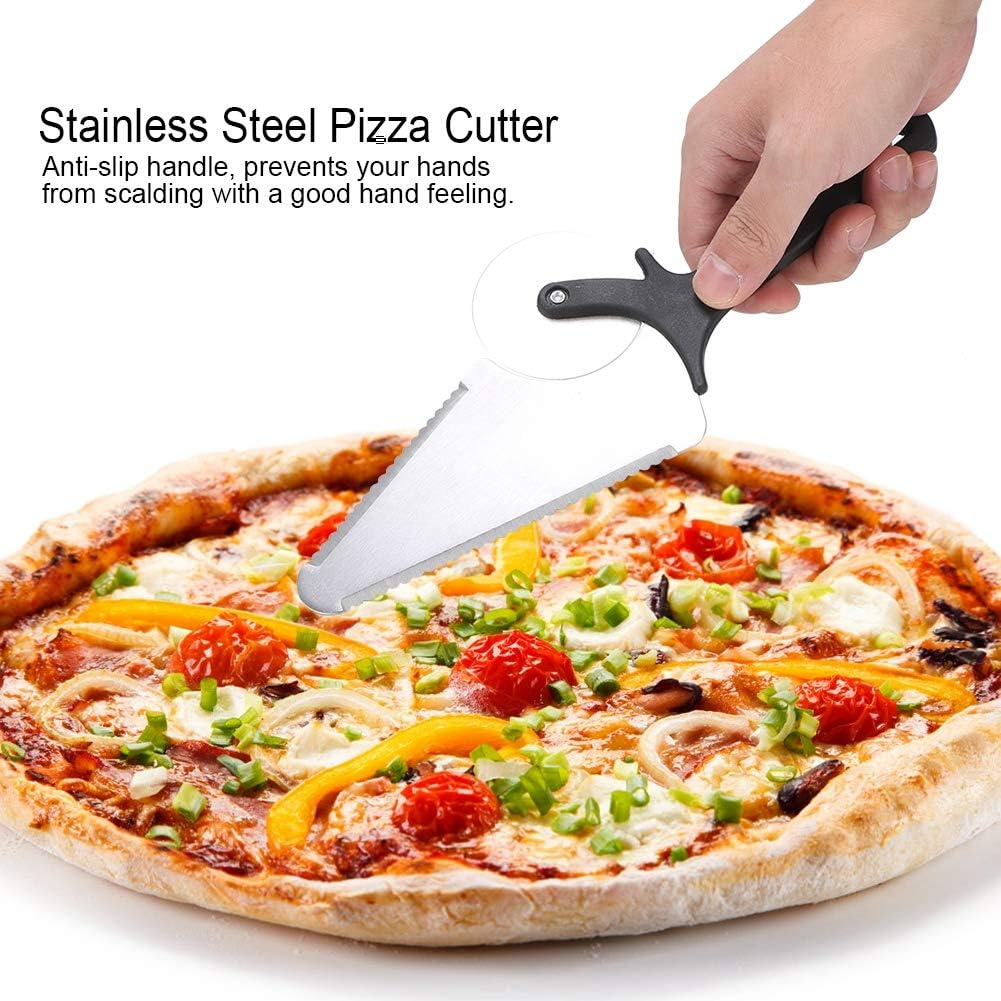 Pizza Cutter, Professional Sharp funny Classic Cutters Multifunctional Stainless Steel Pastry Pizza Wheel Cutter Shovel Spatula Tool