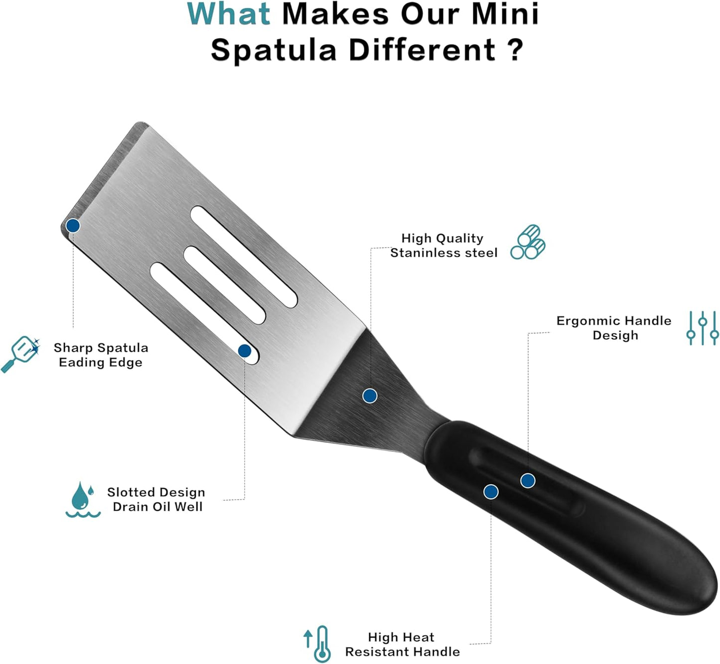 Small Spatula Professional Mini Serving Spatula, 4 Pieces Stainless Steel Metal Spatulas Set, Cutter and Serve Turner for Kitchen, Flipping or Cooking for Brownie, Cookie, Lasagna, Pancakes or Cake