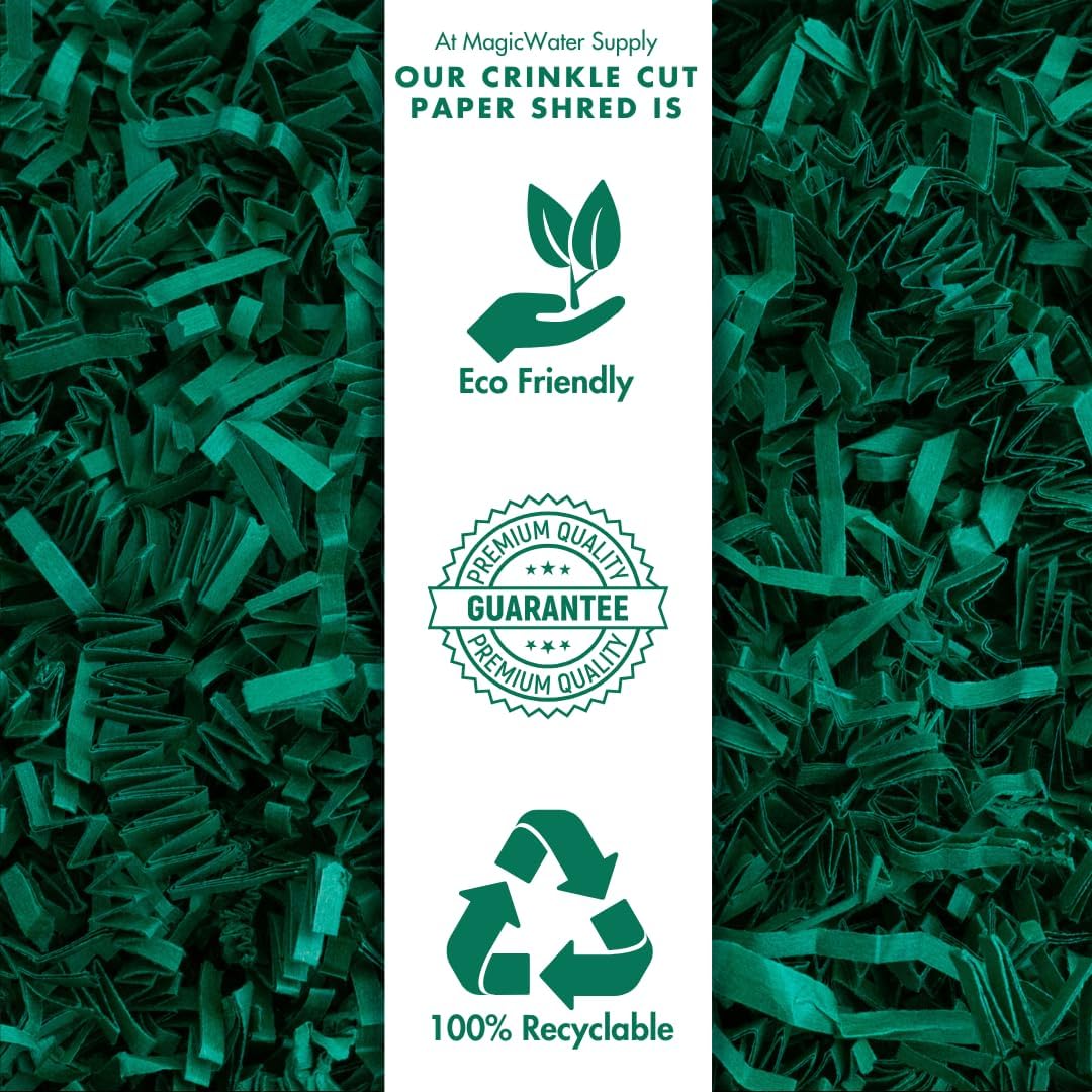 MagicWater Crinkle Cut Paper for Gift Baskets - 2LB - Forest Green - Perfect for Shredded Paper Filler, Basket Filler, Gift Boxes, Bridesmaid Gifts, Halloween Stuffers & More – Ideal for All Occasions