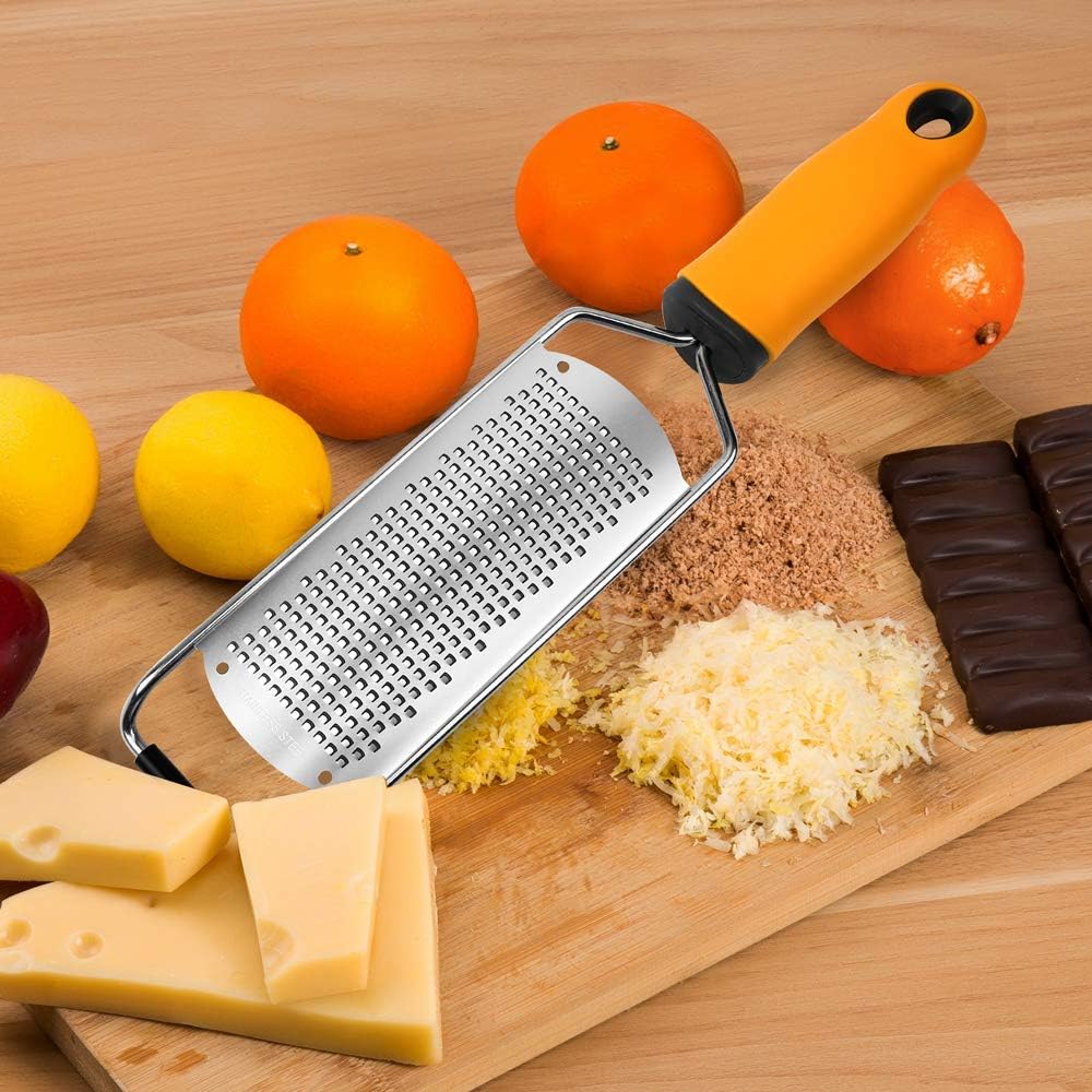 Pro Zester Grater, Lemon Zester, Parmesan Zester, Chocolate, With Razor-Sharp Stainless Steel Blade, Protective Cover and Cleaning brush, Dishwasher Safe, by Nspring