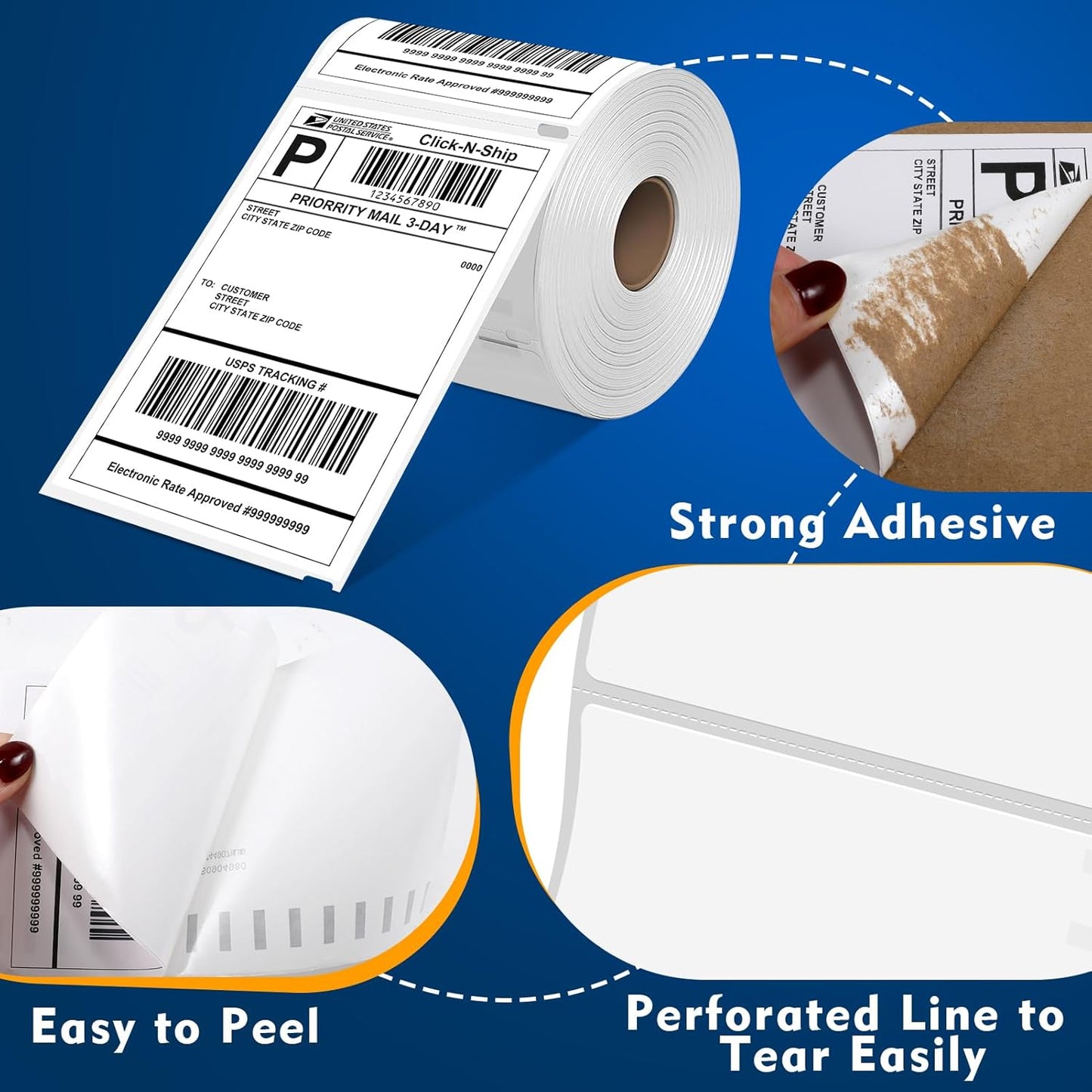 L LIKED 2200 PCS 4"x 6" Direct Thermal Labels White Perforated Shipping Label, Compatible with DYMO 4XL 1744907,Zebra, Rollo, Jadens, Nelko, 220 Labels per Roll, 10 Rolls