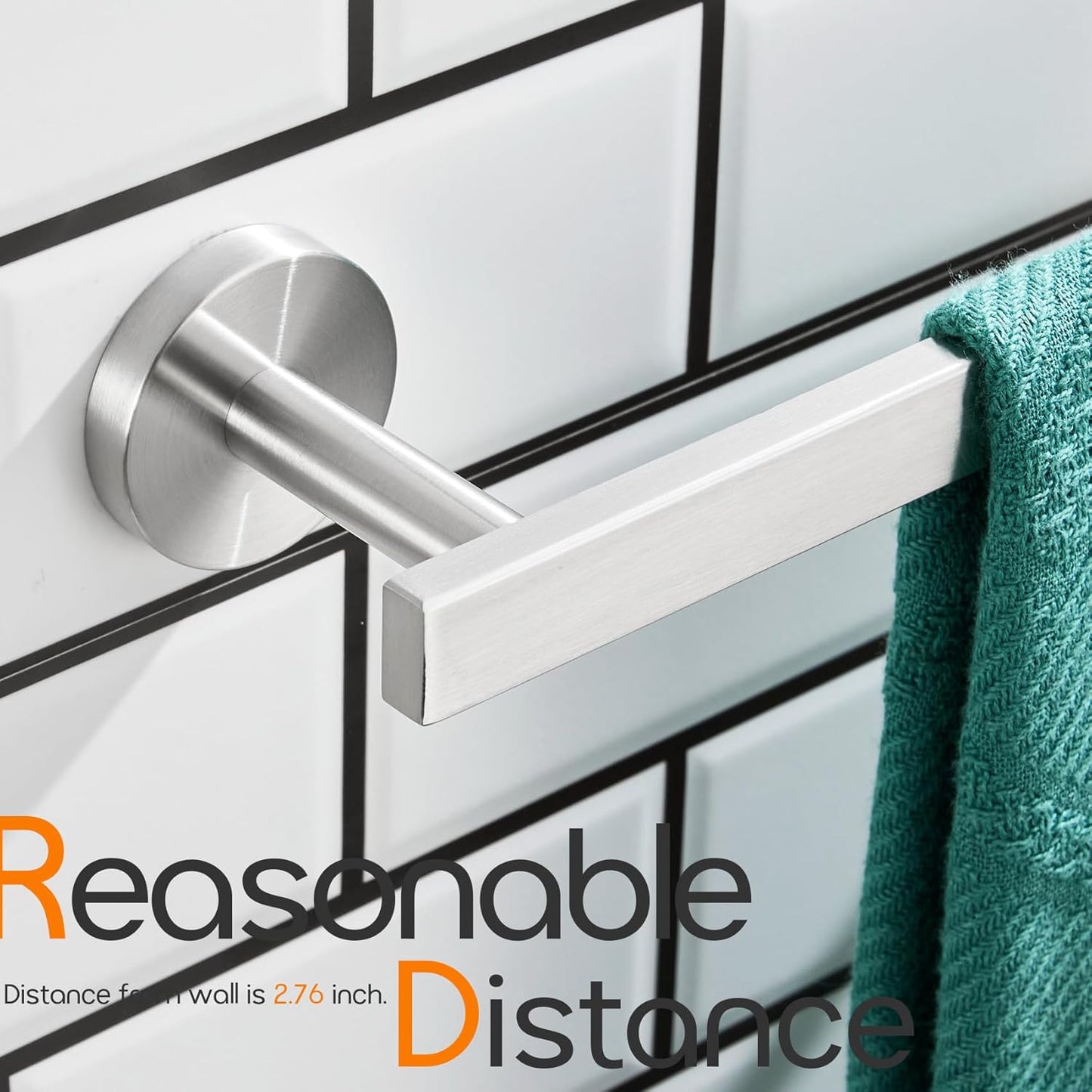 16 Inch Bathroom Towel Bar Bath Towel Rack Kitchen Towel Holder Towel Hanger Wall Mounted SUS304 Stainless Steel Brushed Nickel AN4001BR-L16