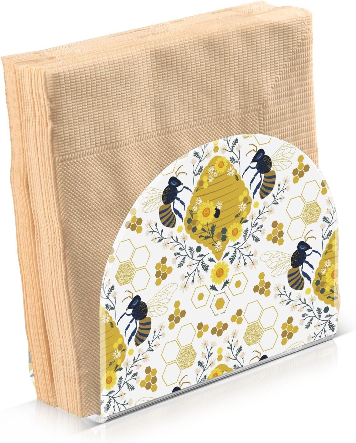 Bee Hive Honeycomb Daisy Flower Napkin Holder for Table Paper Napkins Holder Acrylic Tissue Dispenser Kitchen Dining Room Bathroom Party Car Decor