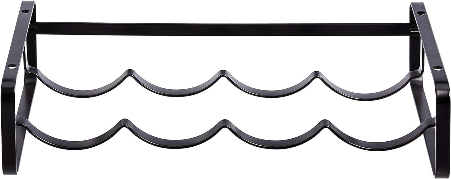 Amazon Basics Tabletop Stackable 4-Bottle Metal Wine Rack, 3.74"D x 15.75"W x 7.87"H, Black