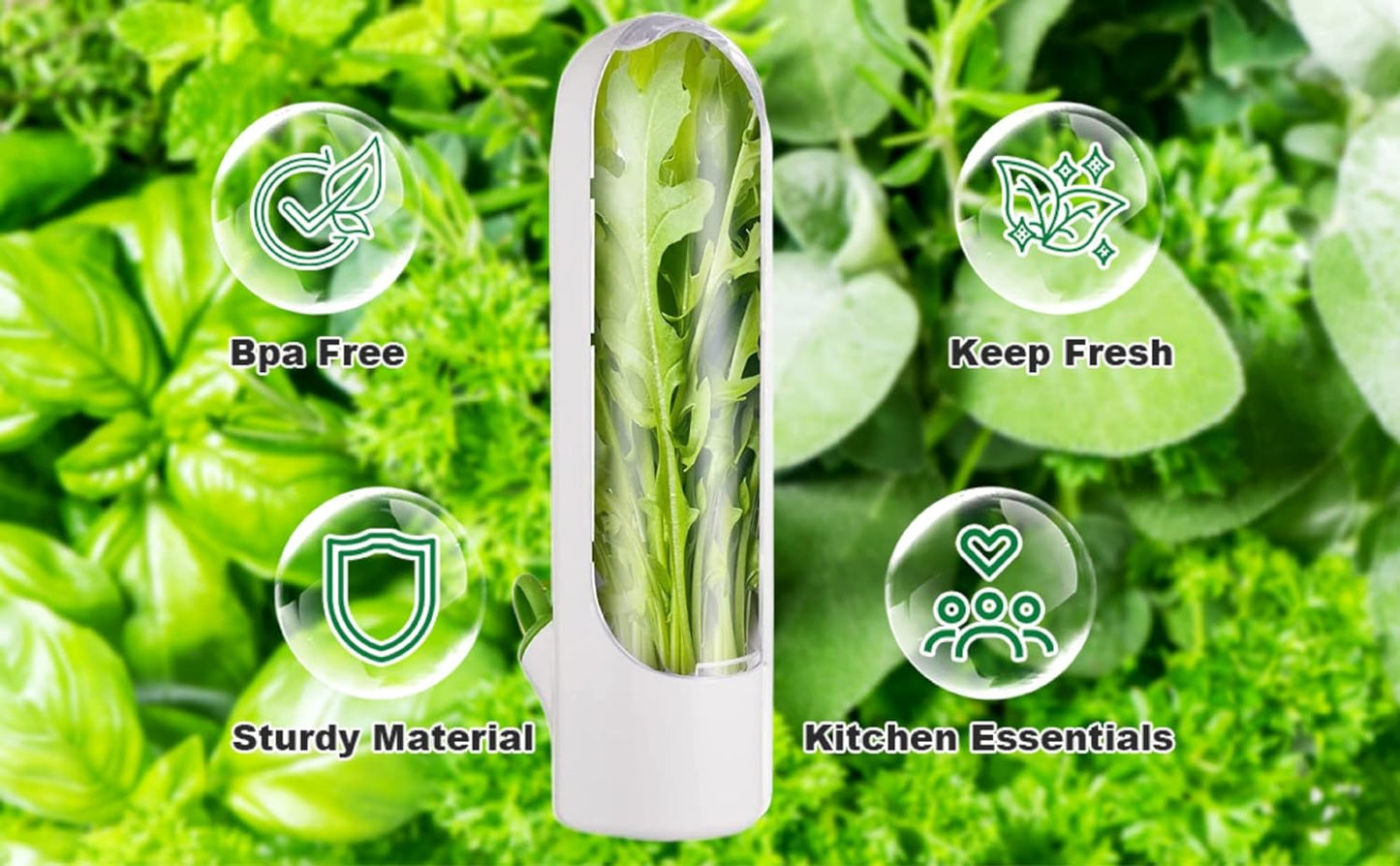 Herb Saver for Refrigerator, Fresh Herb Keeper- Herb Saver Pod Containers, Herb Fresh Keeper for Refrigerator,Herb Storage for Cilantro,Parsley, Asparagus,Keeps Vegetables Fresh for 2-3 Week（3pcs）