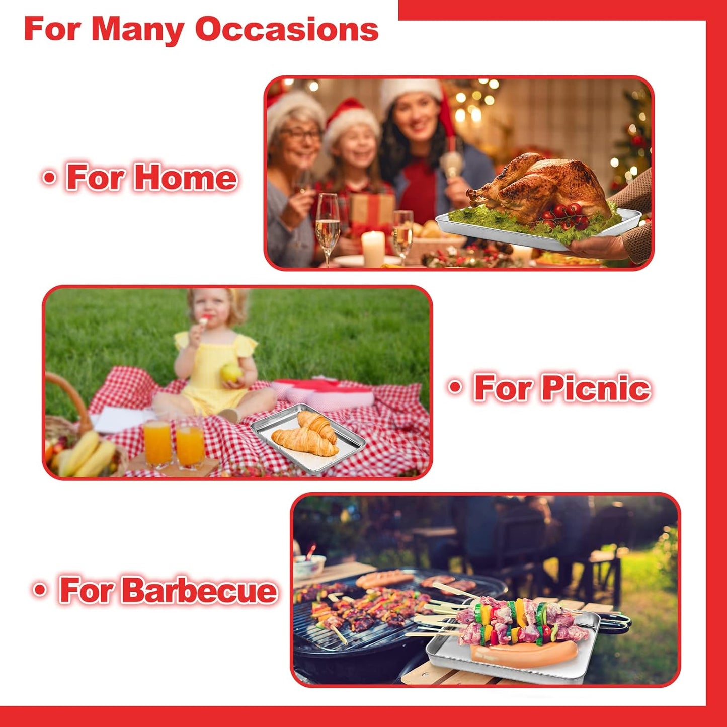 Baking Sheet, Stainless Steel Cookie Sheet Baking Pan Tray for Toaster Oven Size 9 x 7 x 1 Inch, Non Toxic & Healthy, Mirror Finish & Easy Clean, Dishwasher Safe