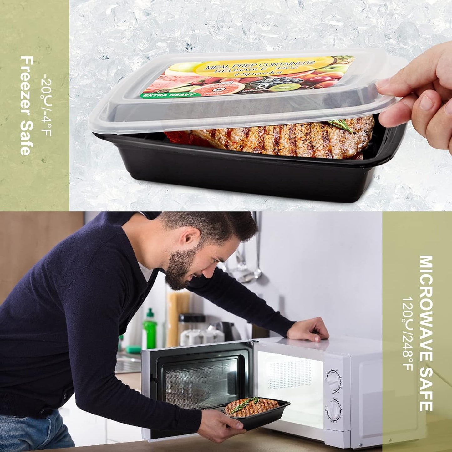 15 Pack Meal Prep Containers Reusable 24oz, Plastic Food Prep Containers, Leakproof To Go Food Containers with Lids, BPA-Free, Microwave/Dishwasher/Freezer Safe