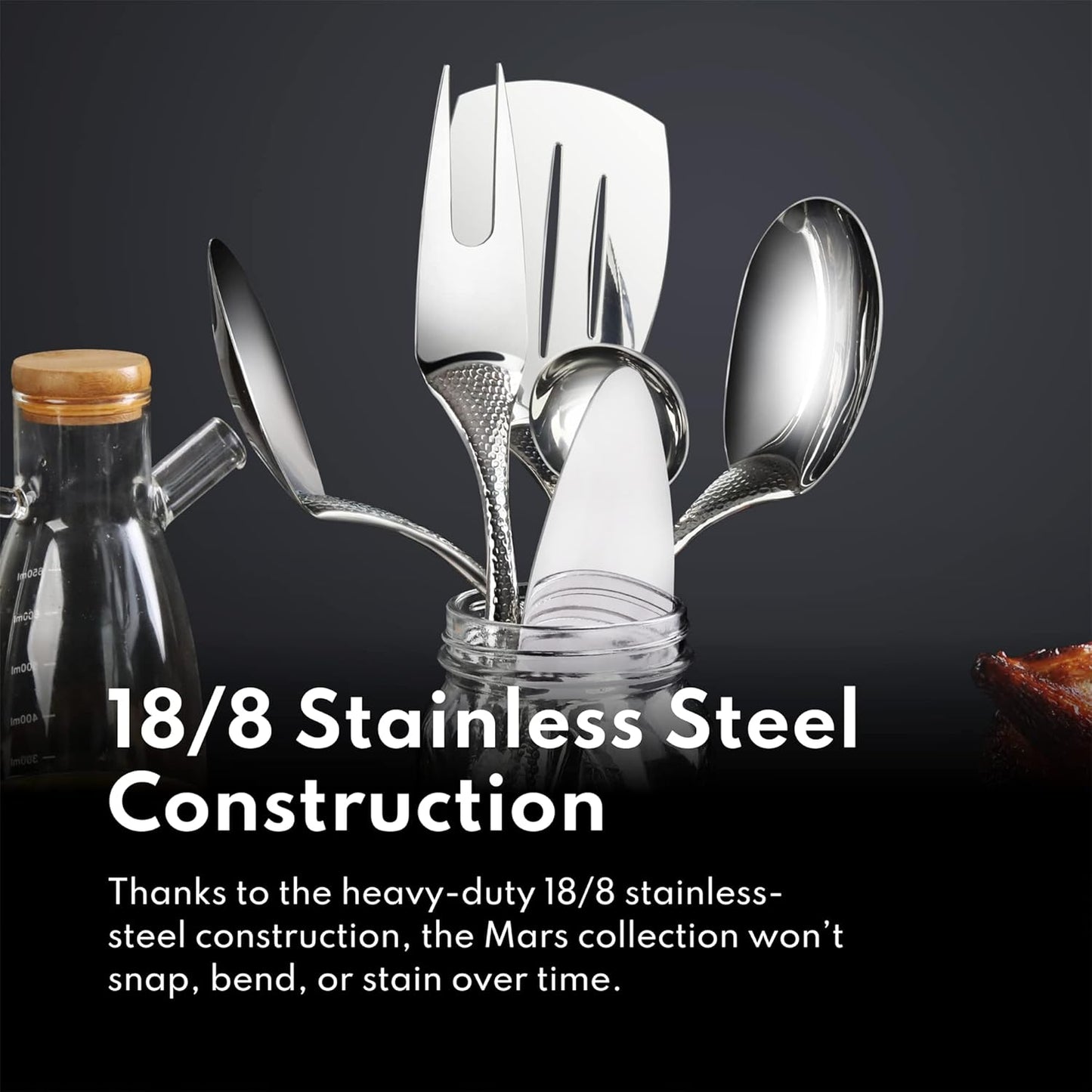 New Star Foodservice Mars Collection, Stainless Steel, 18/8 Hammered Hollow Handle Cake Server, 9.68-Inch