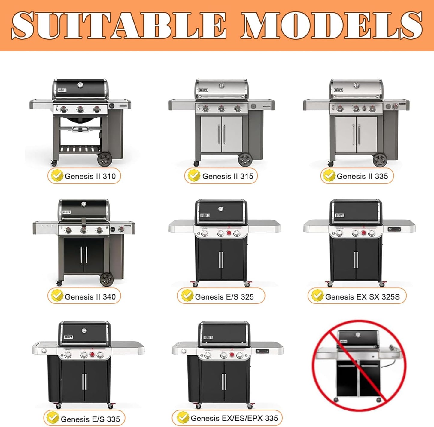 6788 Full Size Griddle Insert Replacement Part for Weber Genesis II E320 E310 EP310 EP330 E325 Gas Grill, Flat Top Grill Griddle with Handles for Genesis II 300 Series GS4, Replace for 66095 66802