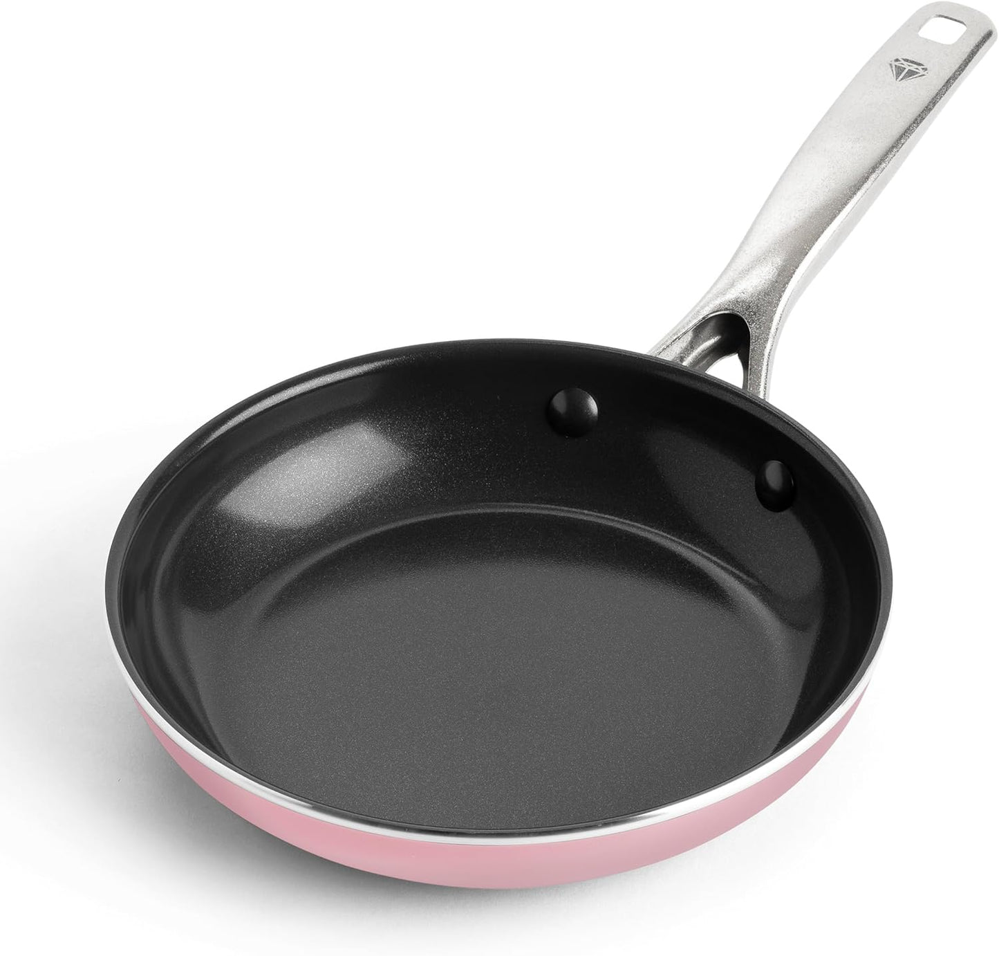 Blue Diamond 8" Nonstick Frying Pan Skillet, Diamond Infused PFAS & PTFE-Free Ceramic Pot, Dishwasher & Oven Safe, Stay Cool Handle, Durable Non Toxic Metal Utensil Safe, Egg & Omelet Pan, Pink