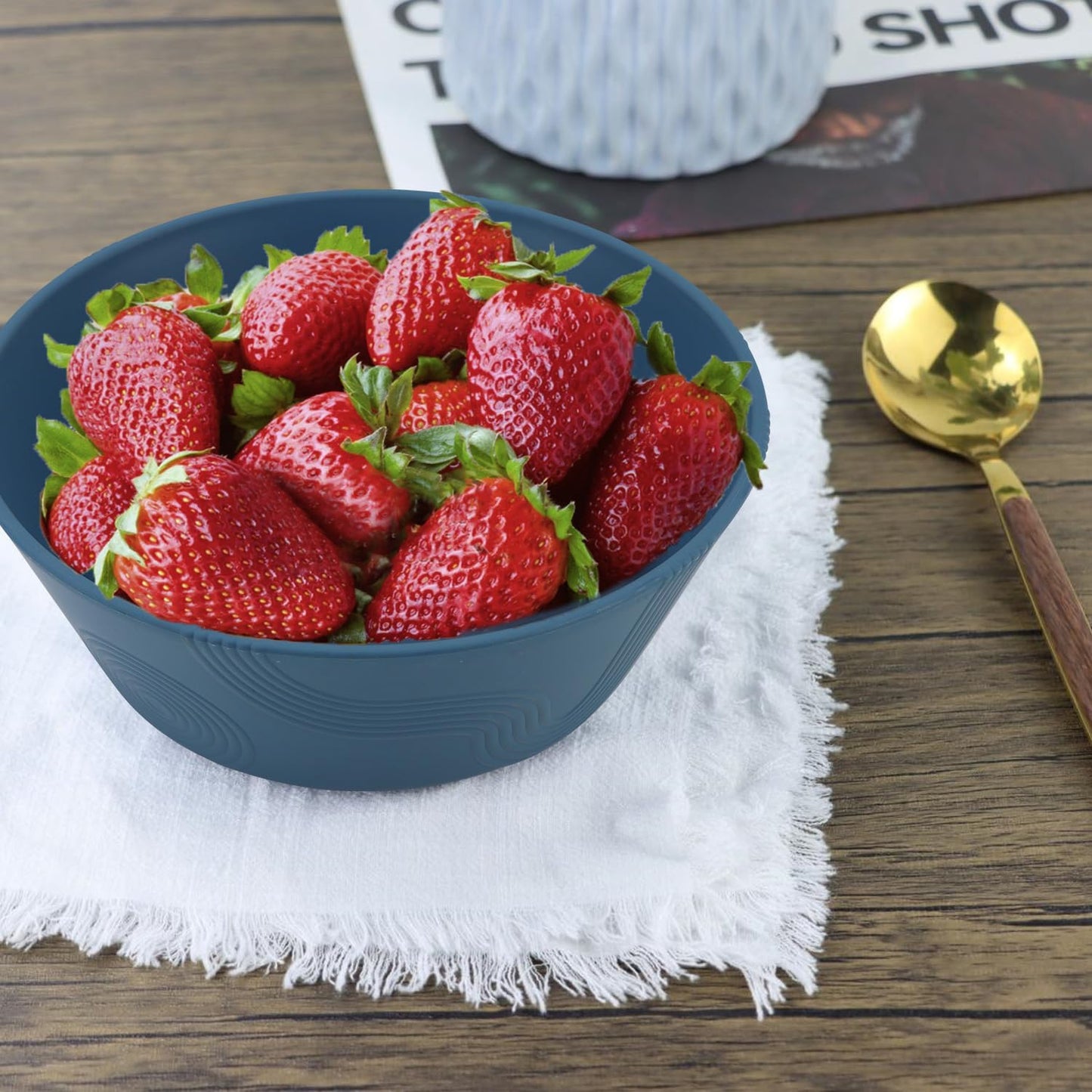 Wheat Straw Bowl Sets with Textured Pattern,6 PCS Unbreakable Cereal Bowl 36 OZ,Microwave and Dishwasher Safe Bowls, Alternative Plastic Bowls for Kitchen,Camping,Apartment and Dorm