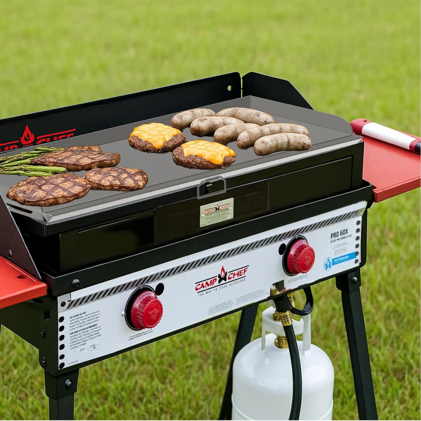 Flat Top Griddle for Camp Chef 2 Burner Stove EX60P EX60LW TB90 GB90D SPG90B TB90LWG StoveTop Parts for 16" & 14" Cooking Systems, 14" x 32" Camp Stove Griddle for Camp Chef Accessories, 1PC