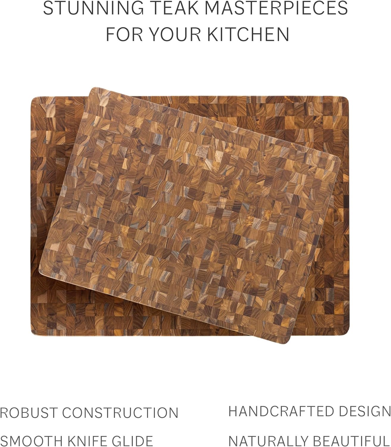 Teakhaus Butcher Block Cutting Board - Large Wooden Cutting Board - Teak End Grain Wood - Knife Friendly - FSC Certified