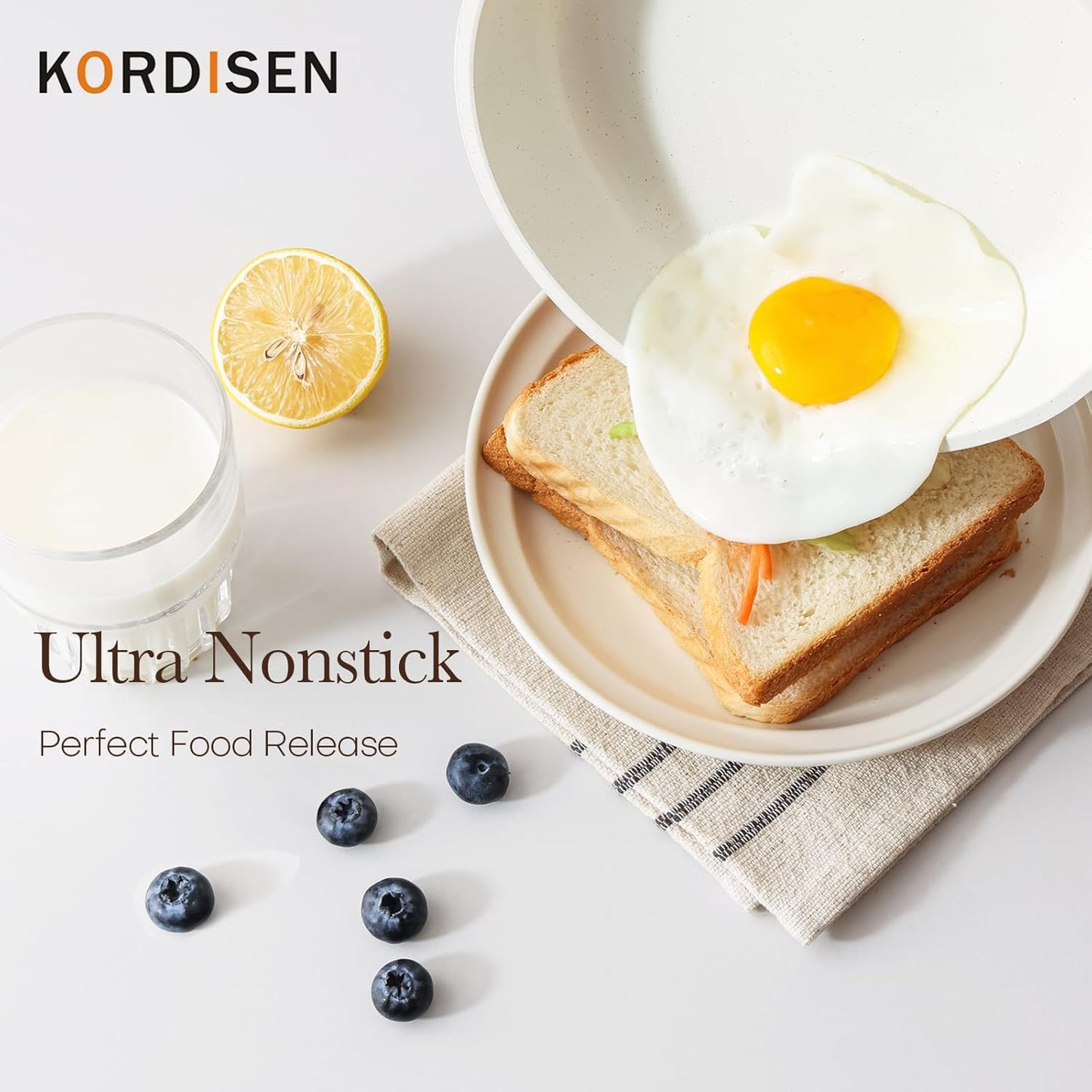 Nonstick Ceramic Frying Pan, 12.5 Inch Ceramic Large Skillet, Healthy Non Toxic Cooking Pan, Stay-Cool Handle, Induction Compatible, PFOA & PFAS Free, White