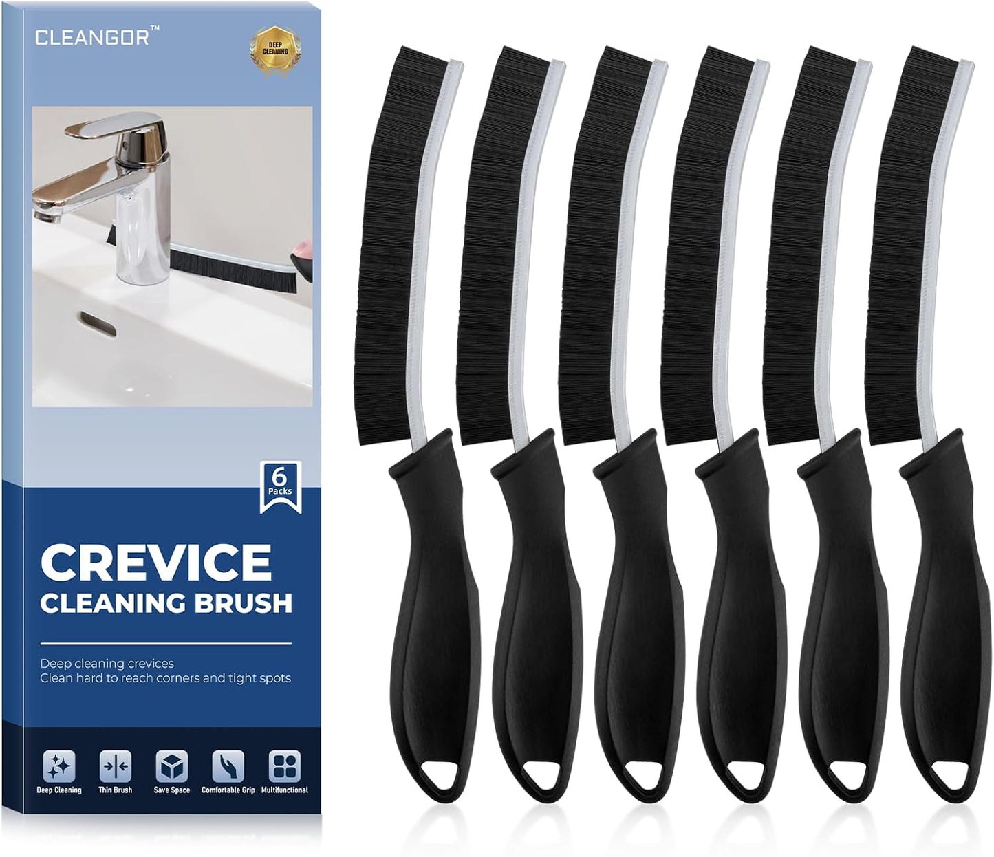 Crevice Cleaning Brushes, Cleaner Scrub Brush Tool for Hard to Reach Tight Space, Home Essentials, Cleaning Supplies for Shower, Bathroom, Kitchen, Toilet, Window