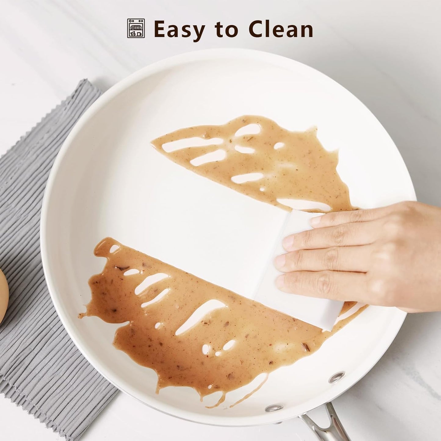 11" Ceramic Nonstick Frying Pan, Skillet, Cooking Pan Non Toxic with Stay Cool Handle for Induction, PTFE & PFAS & PFOA Free, Dishwasher/Oven Safe, White