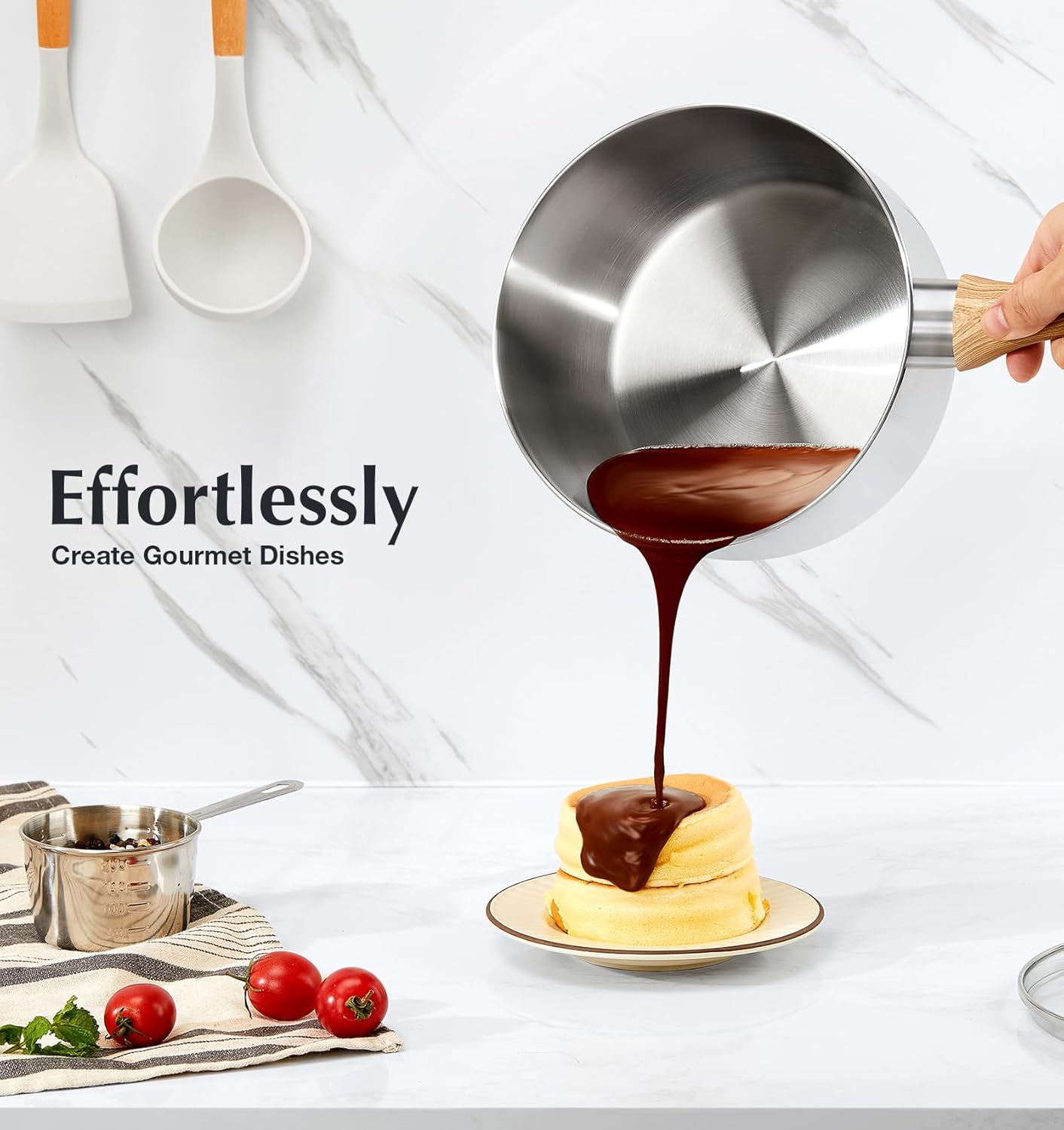 KOCH SYSTEME CS Stainless Steel Saucepan 6PCS, Stainless Steel Pot 1.5QT & 2QT & 3QT with Heat-resistant Bakelite Handle, Tri-ply Base Sauce Pan, Induction Compatible Pots, Pot Set 6 Piece