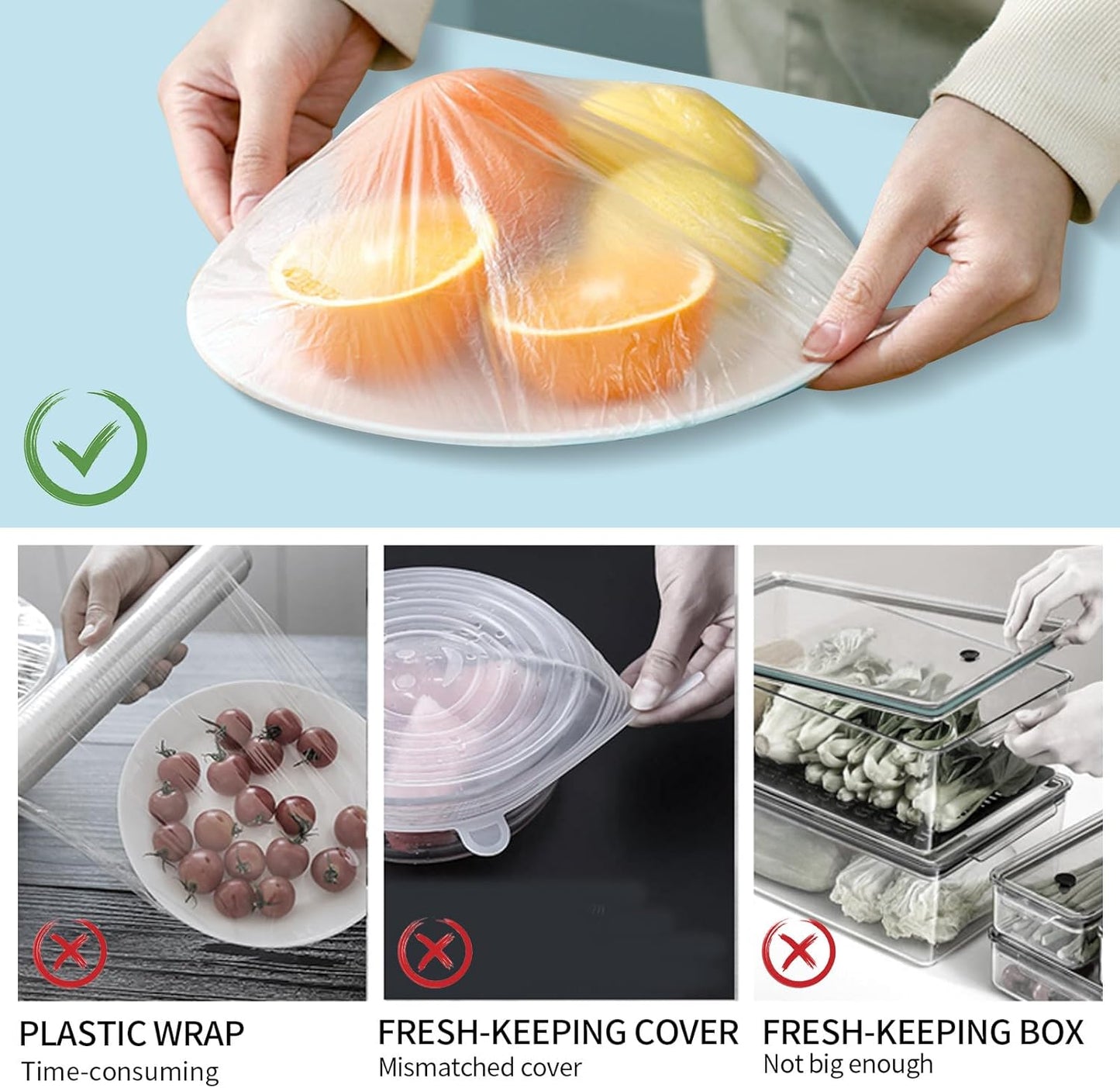 Homelove Plastic Bowl Covers Dish Cover Food Cover, 100pcs Reusable Elastic Stretch Fresh Keeping Covers, Kitchen Dining Cookware Canning Lids Food Bags, Universal Kitchen Plastic Wrap [Colorful]