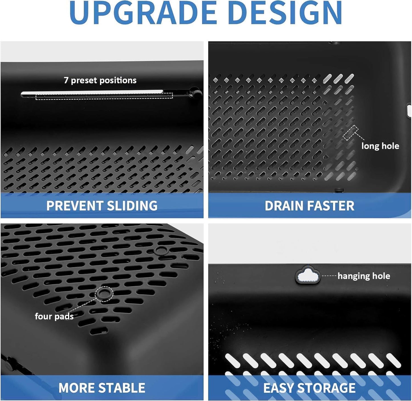 LASSHSWA Collapsible Colander and Strainer for Kitchen, Over the Sink Strainer Basket for Kitchen, Fruit Pasta Food Strainer Expandable Plastic Colander with A Sink Drain Strainer Stainless Steel