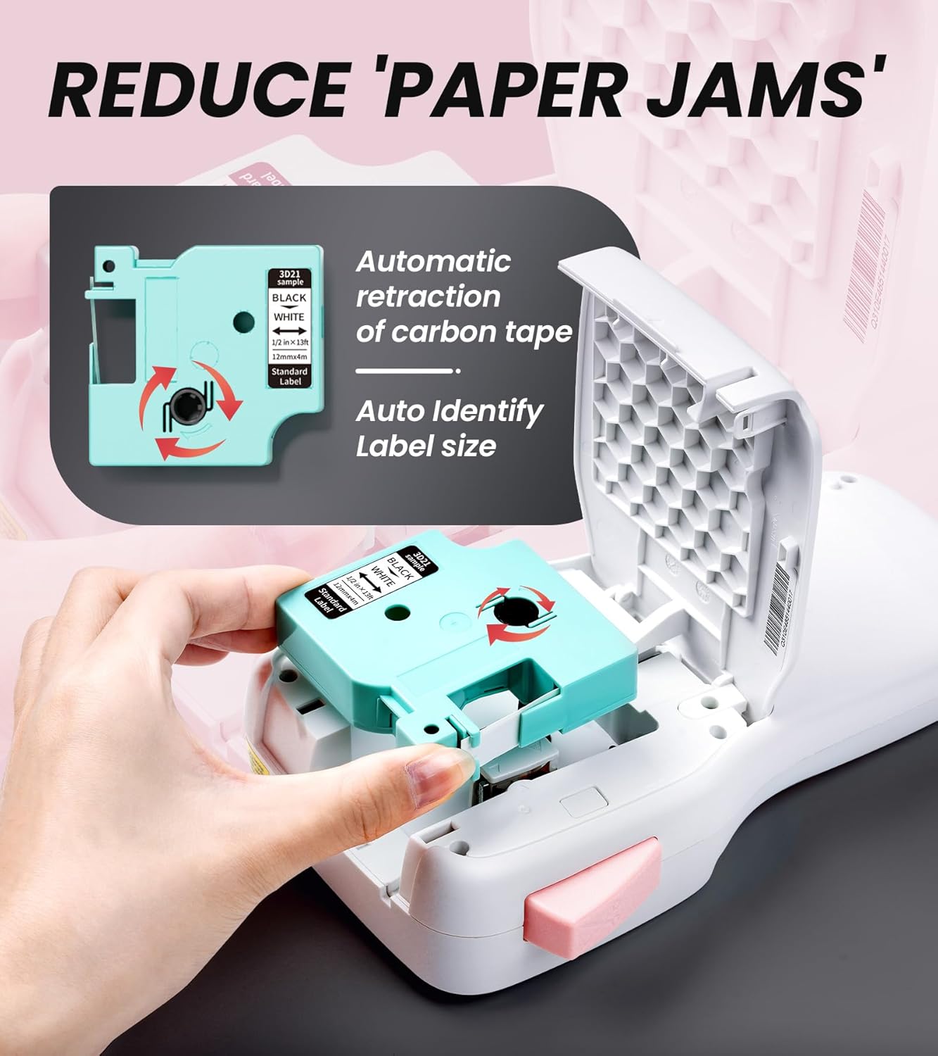 Pink Label Maker, Rechargeable Label Makers with Keyboard, Handheld Label Maker Machine with Bluetooth Backlit Large Display LM1600, Portable Labeler for Home & Office Organization School Kids