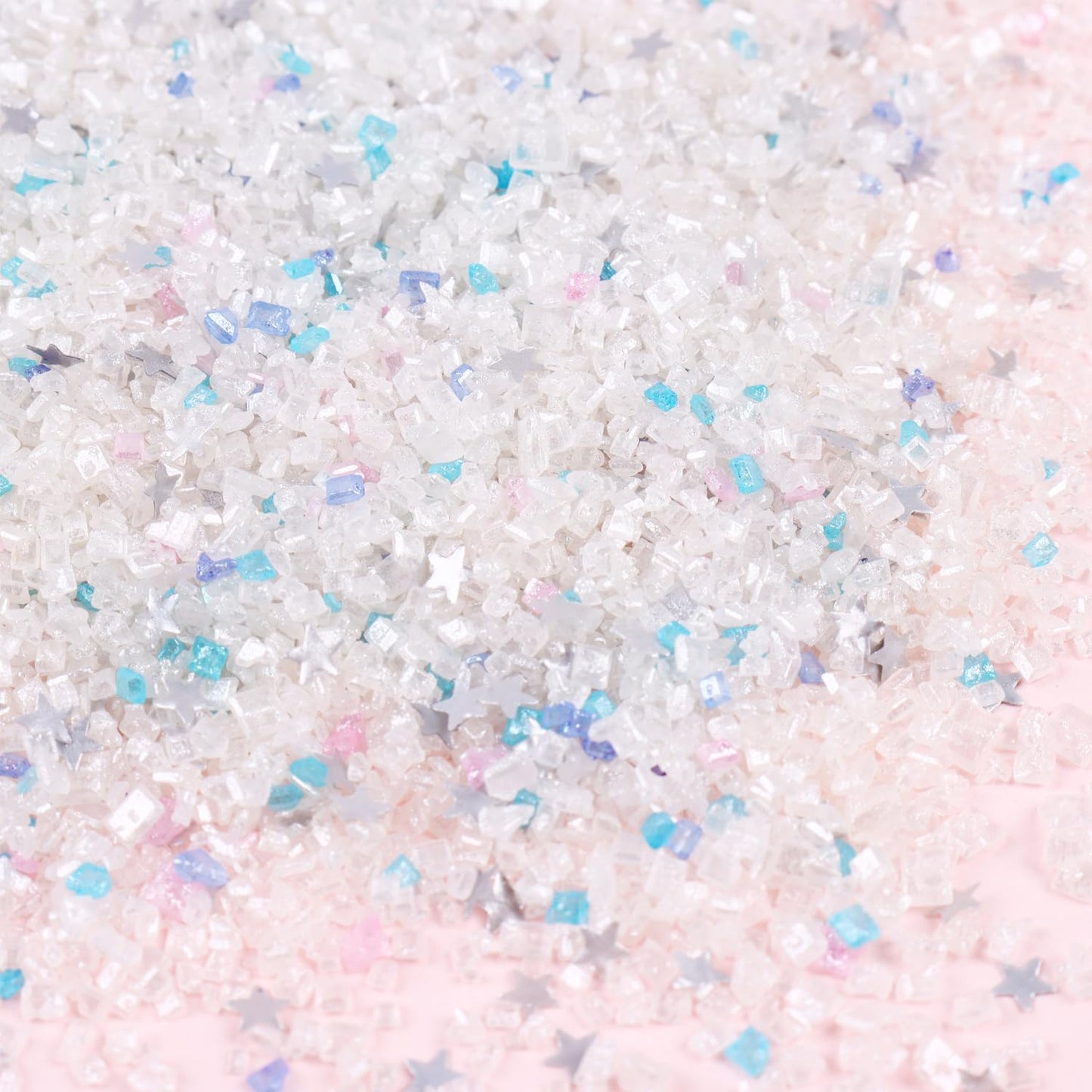 White Sanding Sugar Edible Silver Glitter Stars Mix, Edible Sugar Sprinkles for Cake Decorating, Sparkling Edible Sanding Sugar for Cupcake Toppers Cookie Decorations For Wedding Party Celebrations 3.5oz (mermaid)