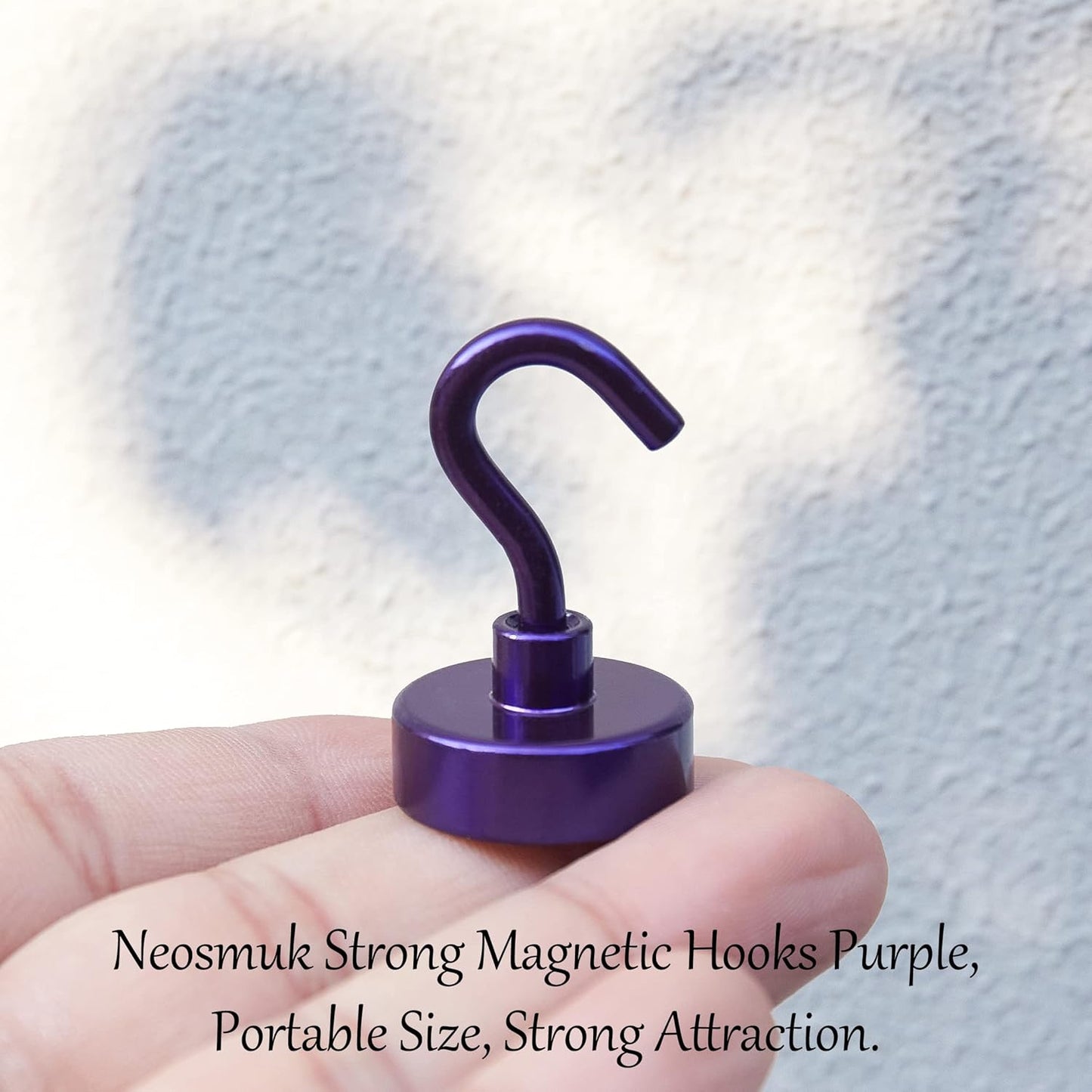 Neosmuk Magnetic Hooks, Heavy Duty Earth Magnets with Hook for Refrigerator, Extra Strong Cruise Hook for Hanging, Magnetic Hanger for Cabins, Grill (Purple, 10 Pack)