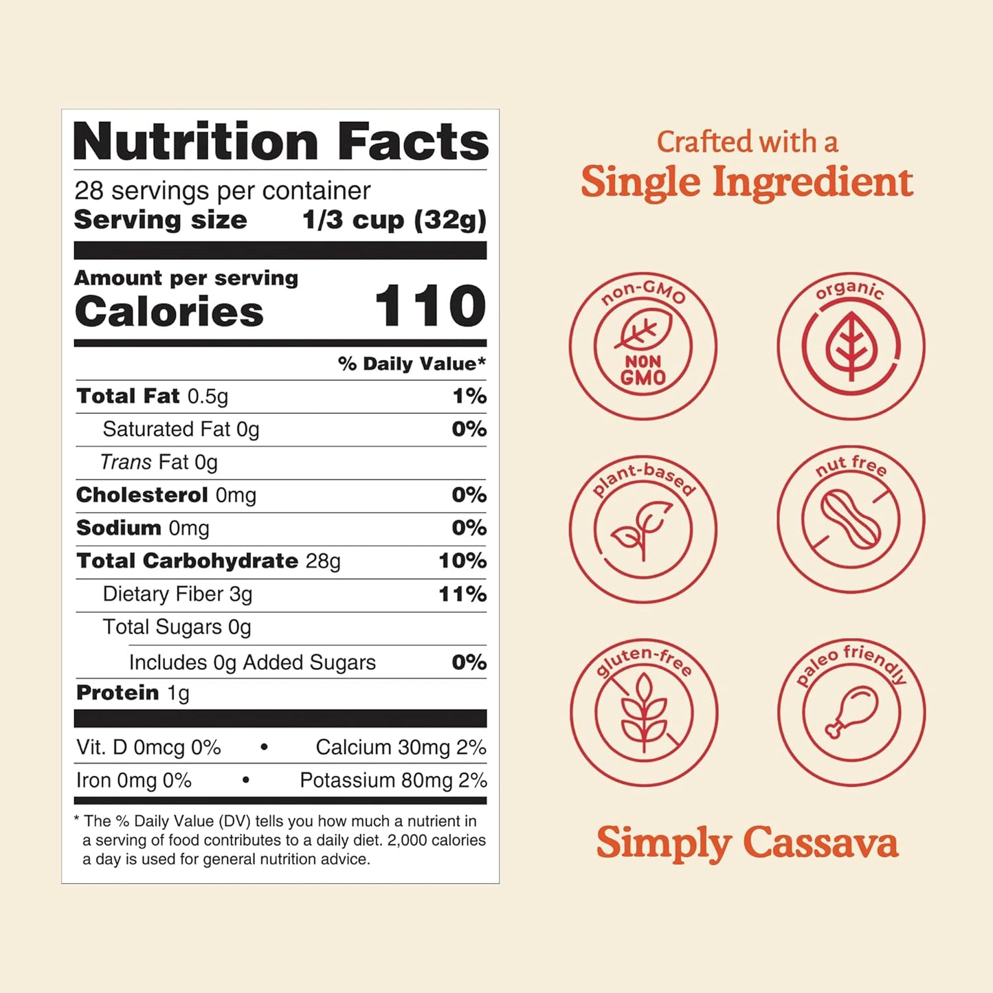 YAKÉVA Organic Cassava Flour - Gluten-Free Flour, Grain-Free, Nut-Free, Wheat Substitute, Paleo, Non-GMO, 100% Yuca Root, No Additives & Preservatives