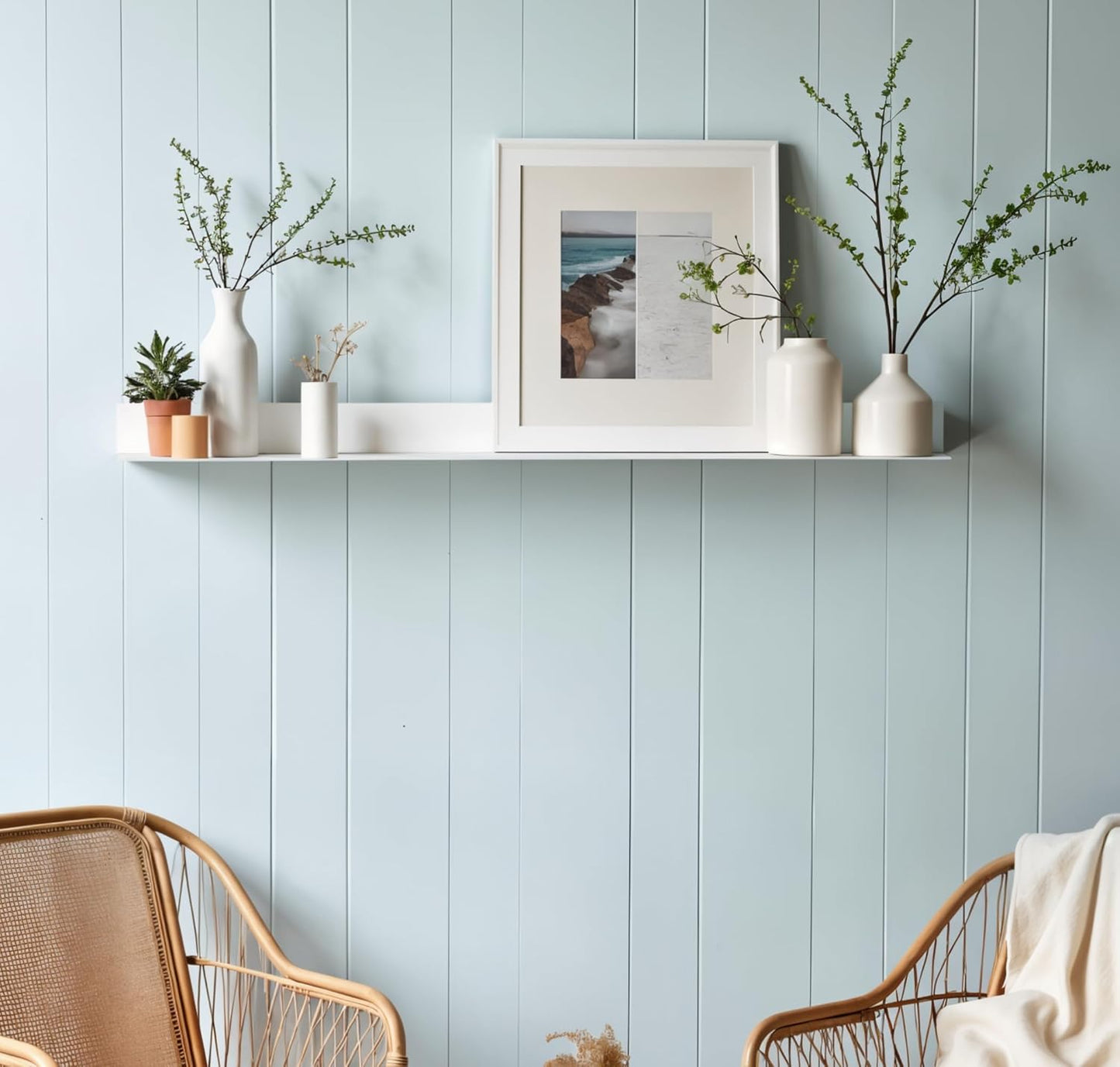 DIY CARTEL Linear Floating Shelf - Forged Raw Blackened Steel - Industrial Heavy Duty Metal Wall Mounted Modern Rustic Shelf - Made in The USA (30-inch x 8-inch White)