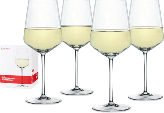 Spiegelau Style White Wine Glasses Set of 4 - European-Made Crystal, Classic Stemmed, Dishwasher Safe, Professional Quality White Wine Glass Gift Set - 15.5 oz