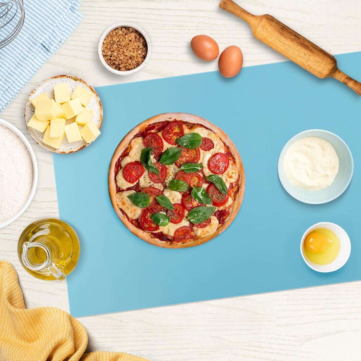 Large Silicone Heat Resistant Mat 78.7” x 15.7”, Nonslip Silicone Mats for Kitchen Counter, Countertop Protector, Nonstick Waterproof Craft Mat Table Placemat, Cyan