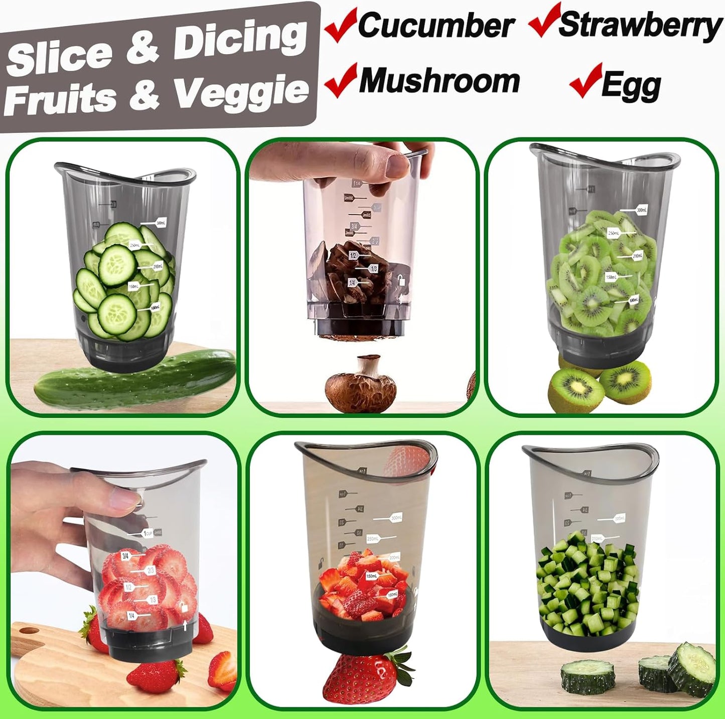 NOVANO Fruit & Onion Cutter Vegetable Chopper Cup, Detachable Fruit Cutter Slicer with Push Plate,Cut fruits and vegetables evenly into cubes,Slicing Gadget for Easy Food Prep Home Use