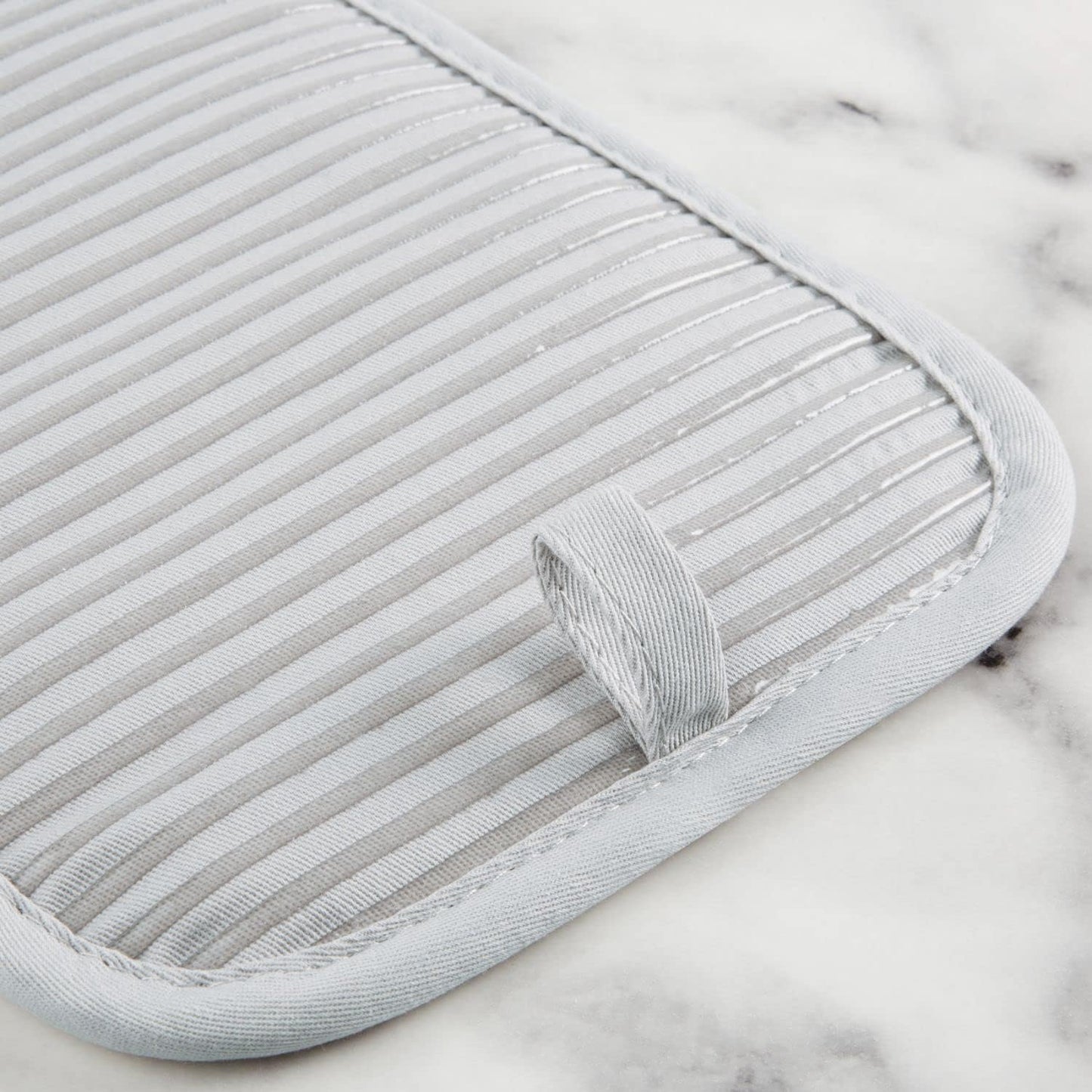 KITCHENAID Quilted Cotton Terry Cloth Oven Mitt, Pot Holder, Kitchen Towel 4-Pack Set, Heat Resistant, Silicone Grip, 16"x26", 7"x13" & 7"x10", Matte Grey