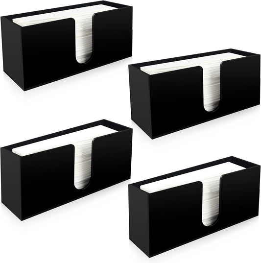 Paper Towel Holder for Countertop,Black Acrylic Napkin Dispenser-Multifold/C-Fold/Z-Fold Trifold Paper Towel Dispenser for Bathroom Kitchen Restaurant Toilet - Durable 5mm Thick(4)