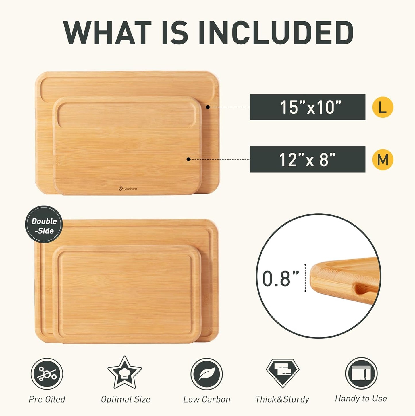 2 Packs Natural Wood Cutting Board Set Non Toxic Bamboo Cutting Boards with Juice Groove Wooden Chopping Board Ideal Charcuterie for Meat Fruit Vegetables Cheese Hardwood Kitchen Counter Kit