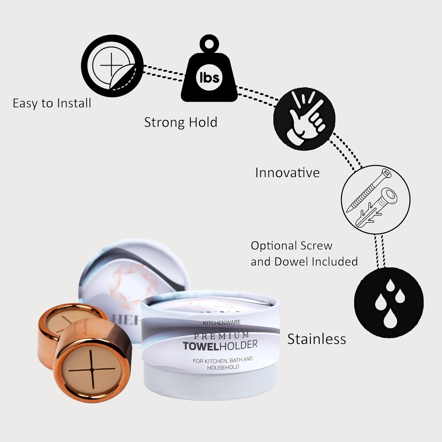 HEFA Towel Hooks, Dish & Hand Towel Holder, Kitchen Organization, 8 Pack Eco