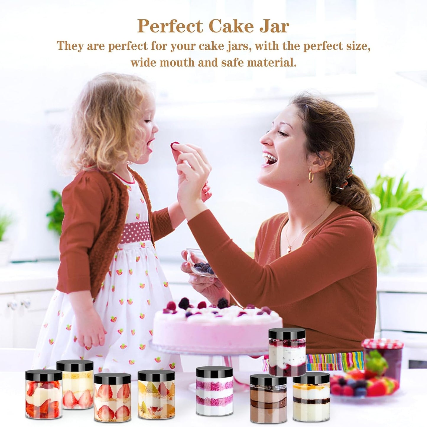 Plastic Jars with Lids Empty Slime Cosmetics Containers Clear Gift Food Jars Round PET Cream Jar with Black Lids Pen Labels for Kitchen Storage Spices Dry Food Body Butter Making(8OZ 32PCS)