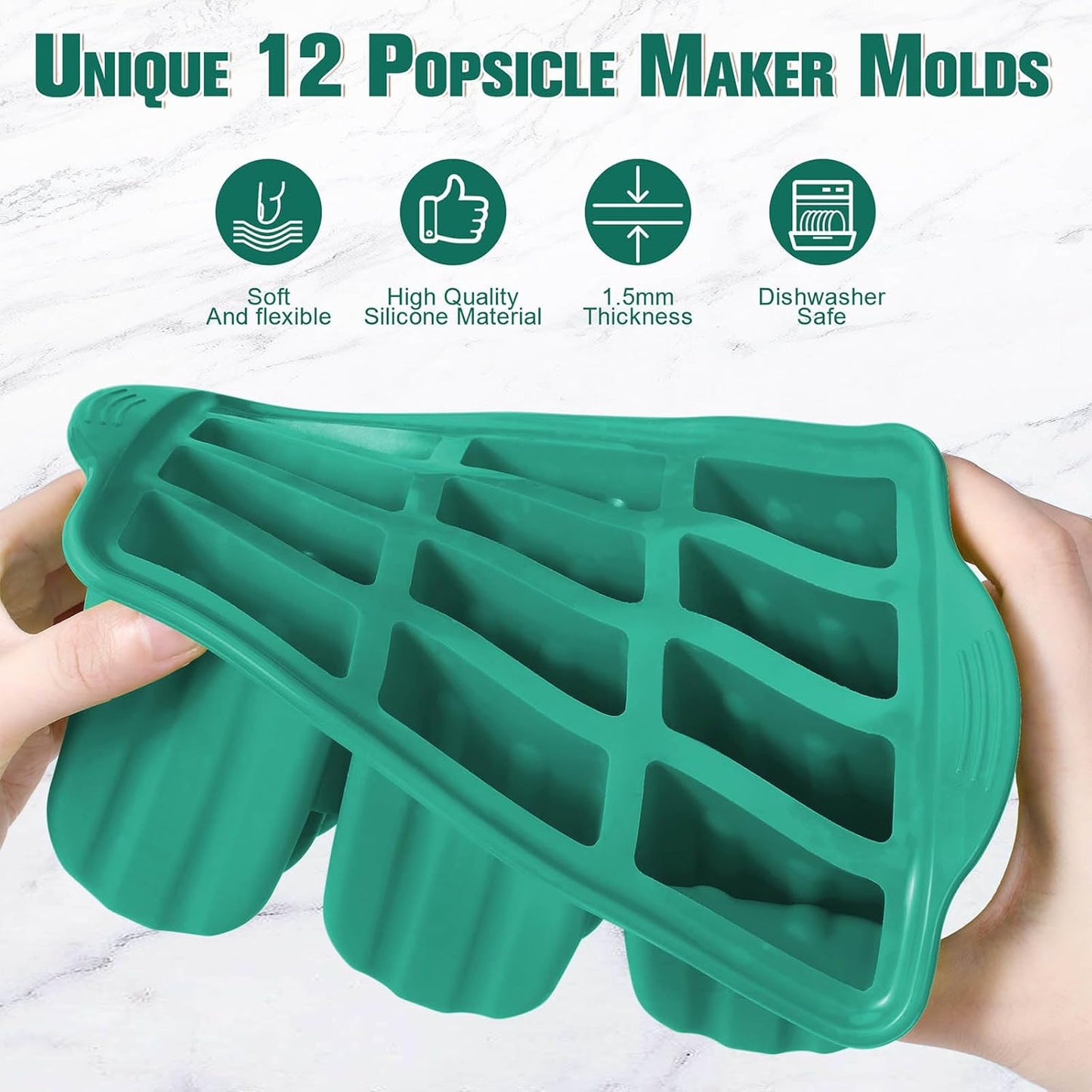 Silicone Popsicles Molds,Ice Pop Cream Mold Set Homemade Toddler Popsicle Maker For Kids Para Paletas De Helado Kulfi BPA Free, with 50 Sticks, 50 Bags,50 wire Ties (Navy blue)