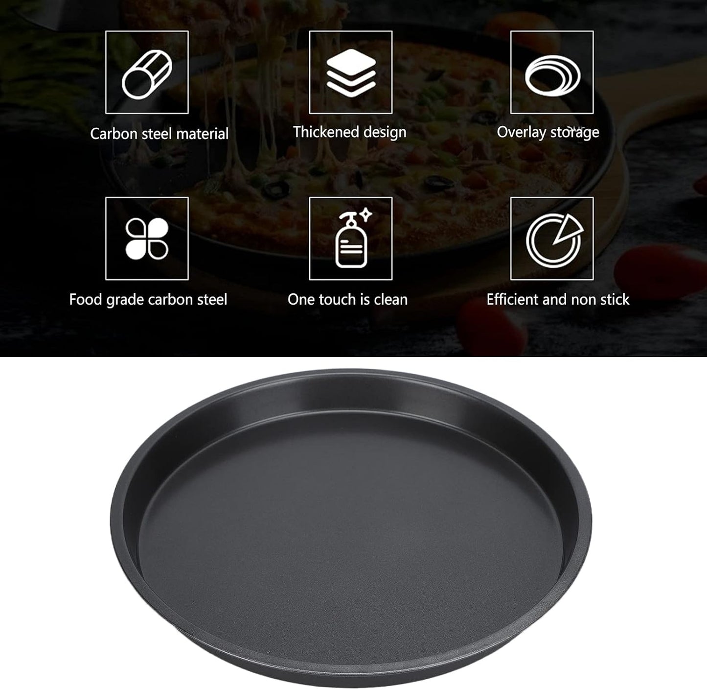 2Pcs Pizza Pan, 6in/9in/10in/12in Deep Dish Round Pizza Pan for Oven, Non Stick Thickened Carbon Steel Baking Pan for Home Kitchen, Dishwasher Safe(10in)