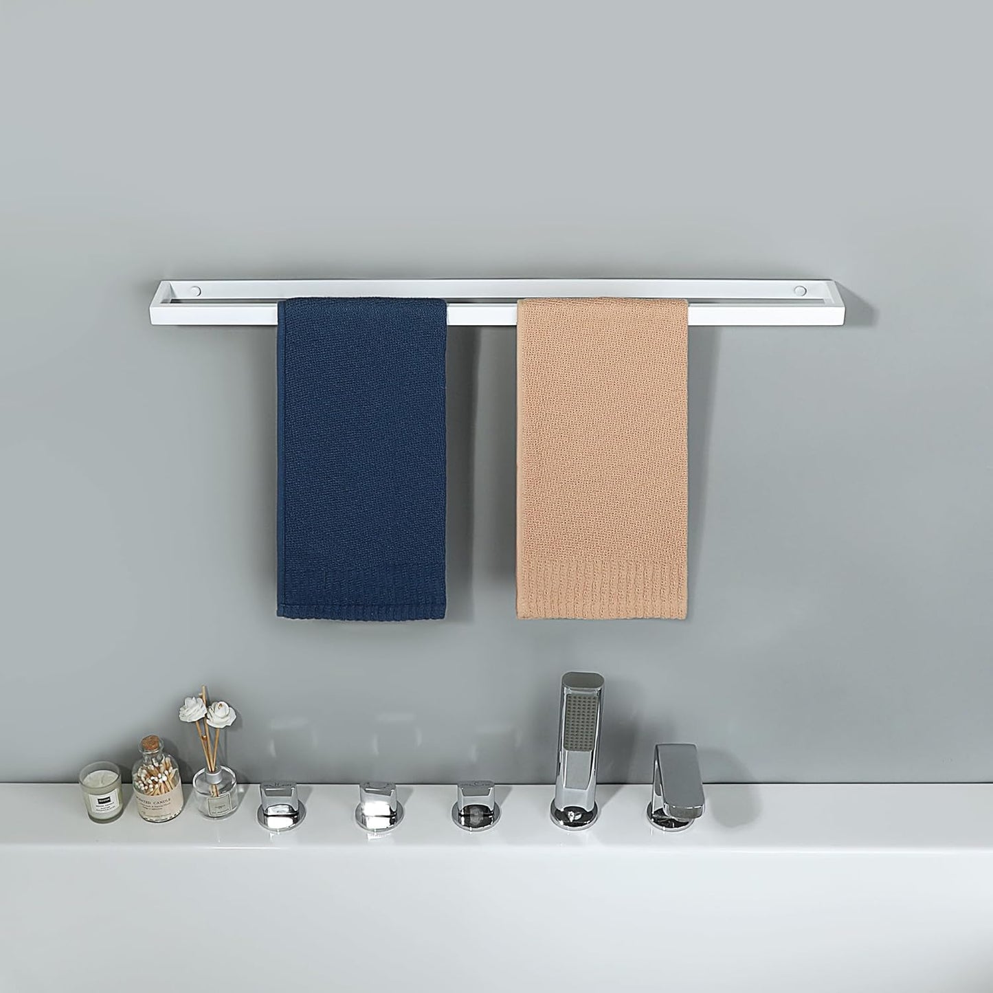 Alise Bath Towel Bar,Towel Holder Towel Rack Towel Hanger for Bathroom Lavatory Wall Mount,28 Inch SUS304 Stainless Steel Towel Rail,White Finish,GJF070-W