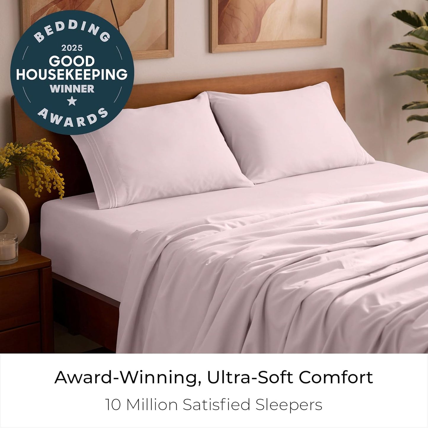 Mellanni Full Sheets Set - 4 PC Iconic Collection Bedding - Hotel Luxury, Extra Soft, Cooling Bed Sheets - Wrinkle, Fade, Stain Resistant (Full, Blush Pink)