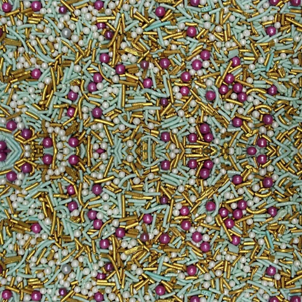 Confect Edible Sprinkles Mix – Gold, Mint, Pink & Pearl Sugar Confetti for Cake Decorating – Colorful Baking Topping for Cupcakes, Cookies, and Desserts | Vegan, Gluten-Free, Soy-Free, Dairy-Free, Palm Oil-Free – 4.2 Oz