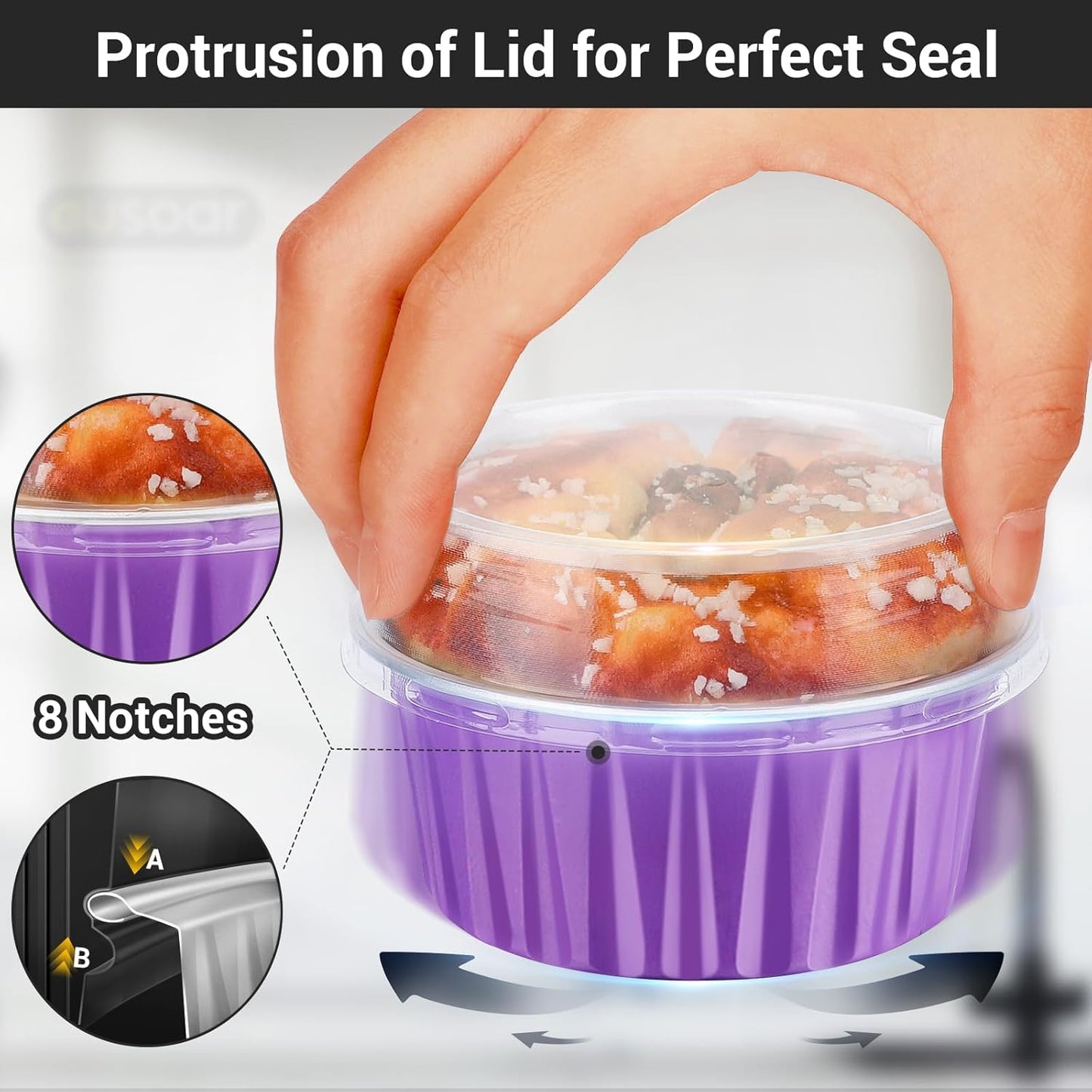 EUSOAR Mini Cake Pan, 30pcs 5oz Disposable Aluminum Foil Cupcake Liners Ramekins Baking Cups, Dessert Cups with Lids Mini Aluminum Cheesecake Pan Creme Brulee Ramekins-Lavender