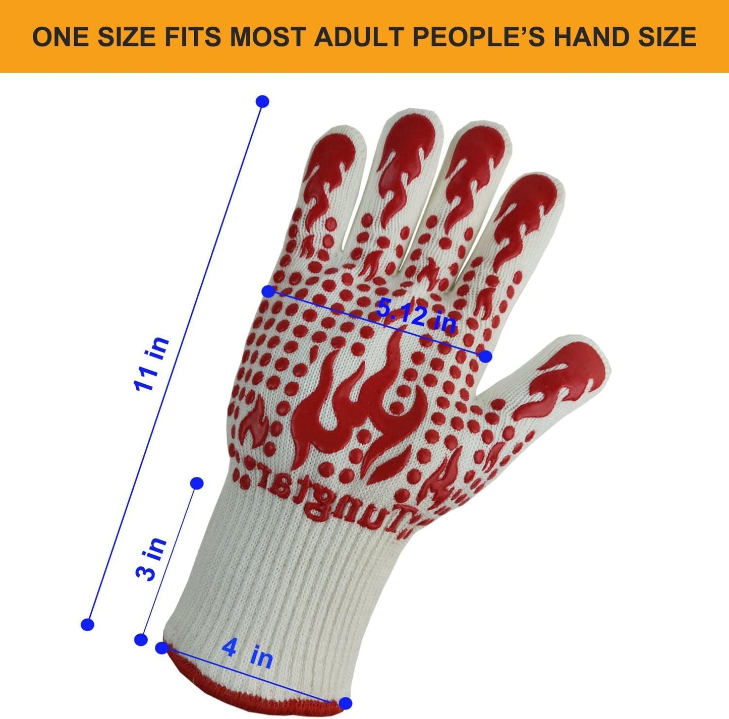 Ove Gloves mit BBQ Heat Proof Oven Mitts 11Inch 1472℉ guantes para Caliente Grill Proof Heat for Men Women BBQ Gloves Bake Gift Set Cooking Gloves for Cooking Grilling Baking Welding (White Red)